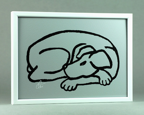 JACQUELINE DITT – Dog on G.F.ltd.sign.Original Print Graphic Framed 13x18cm Dog