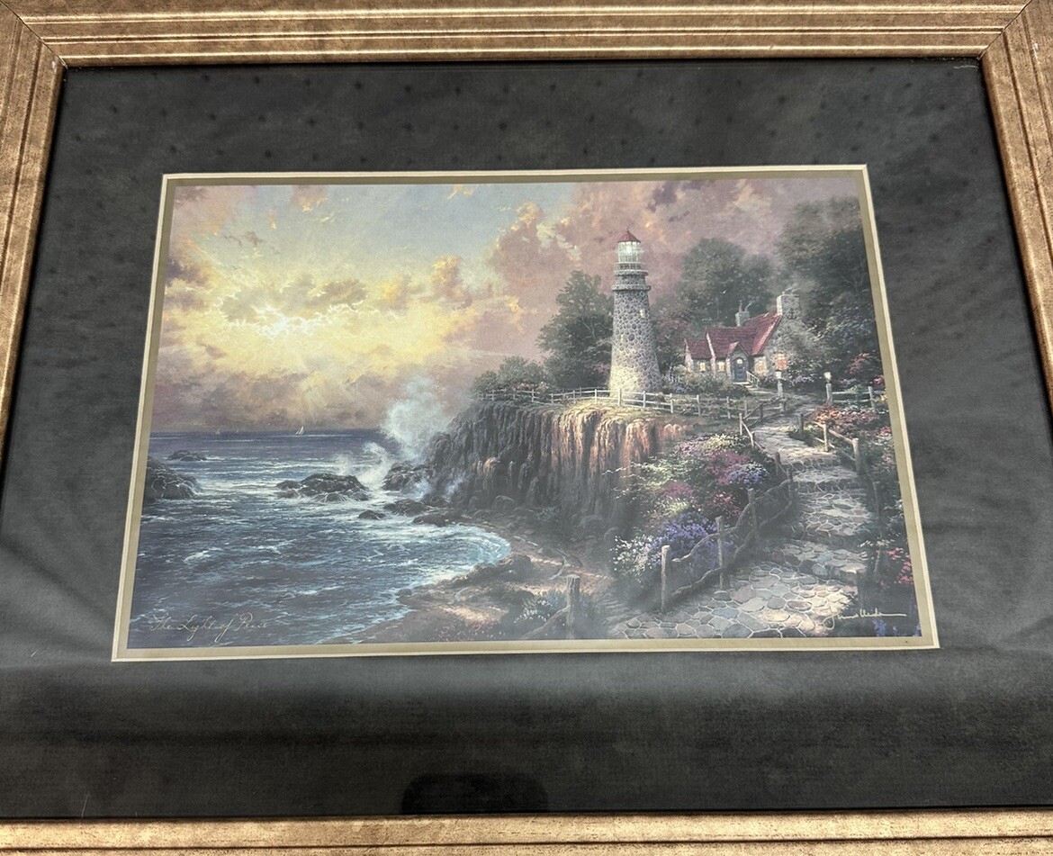 Thomas Kinkade Let Your Light Shine 2004 Collectors Series COA Nice gold frame