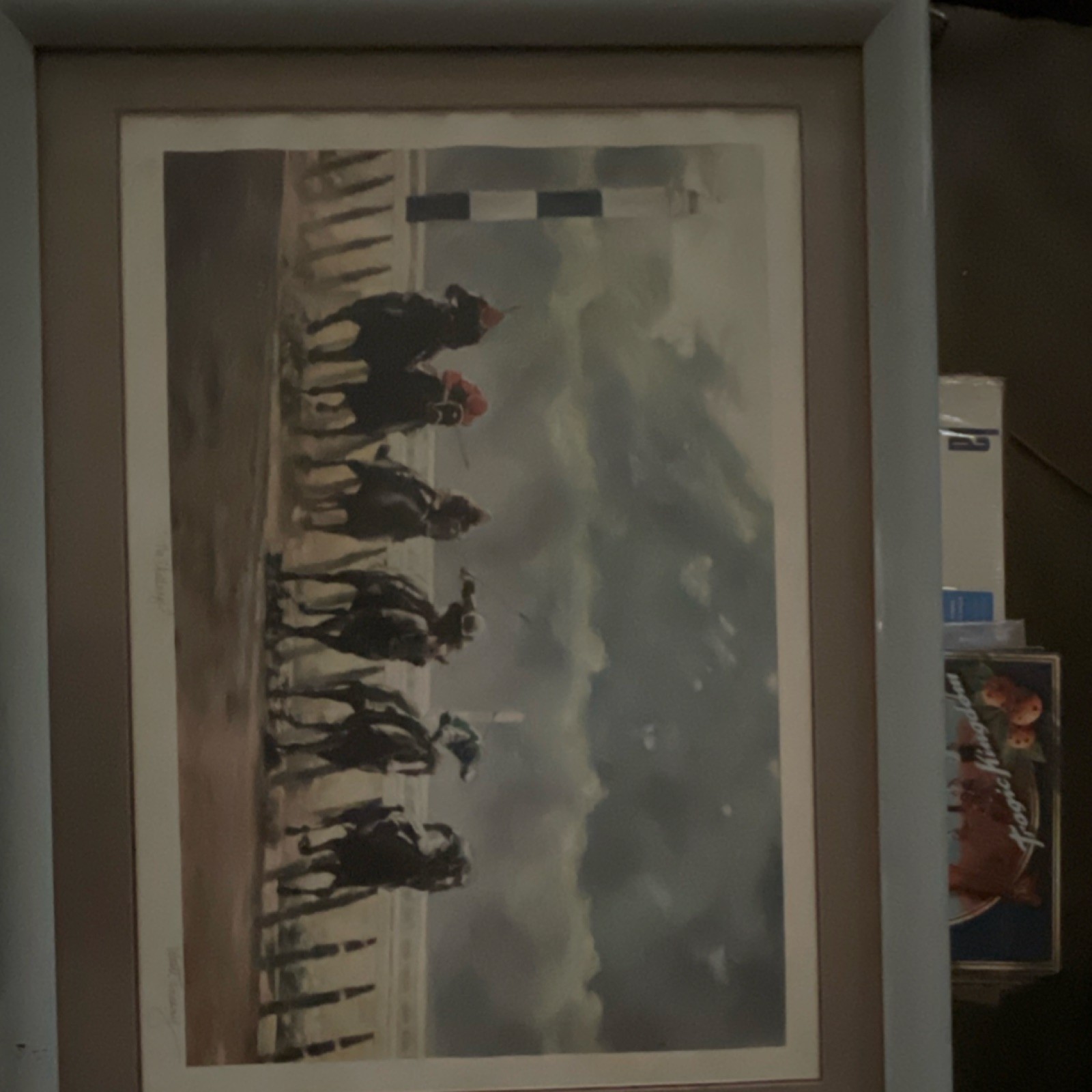 Celeste Susany Signed numbered Litho.“The Challenge”Horse Racing Art Landscape