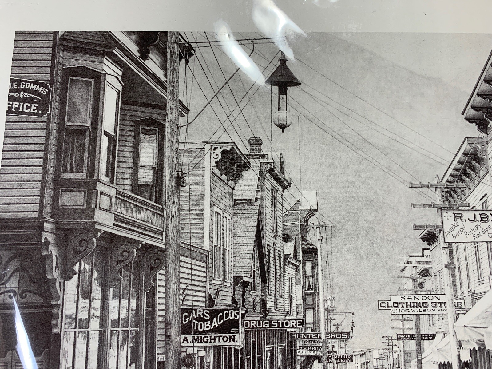 The Kootenay Collection “Sandon, B.C. 1897″ Pencil Drawing Print From 1982