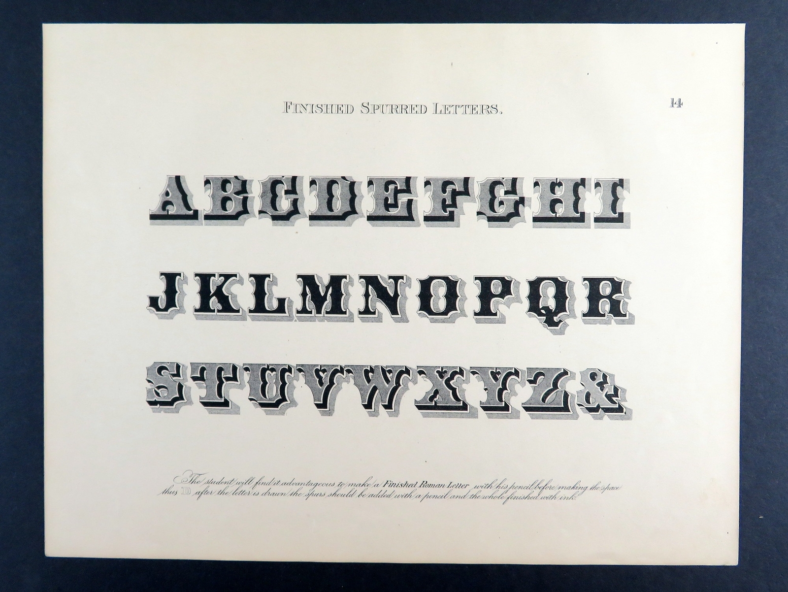 Finished Spurred – 1877 Frederick S. Copley vintage calligraphy alphabet print