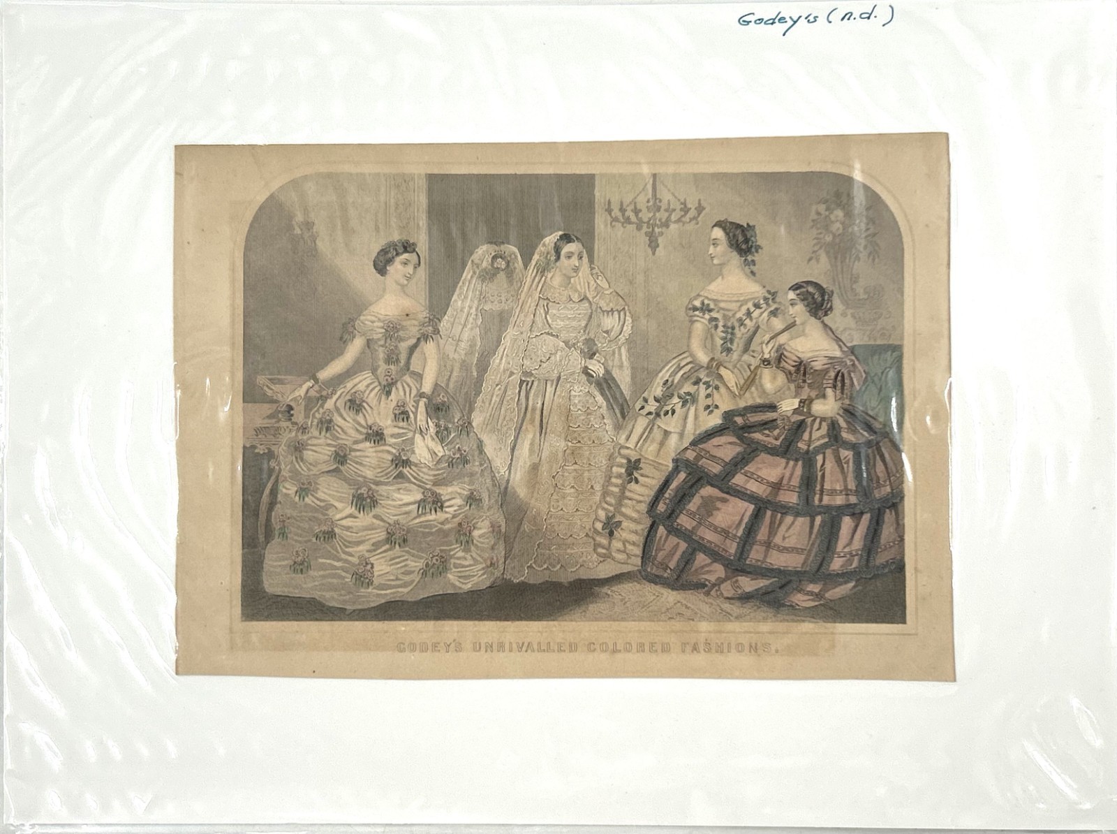 GODEY’S LADY Fashion Plate Litho 1850’s Hand Colored Engraving Civil War