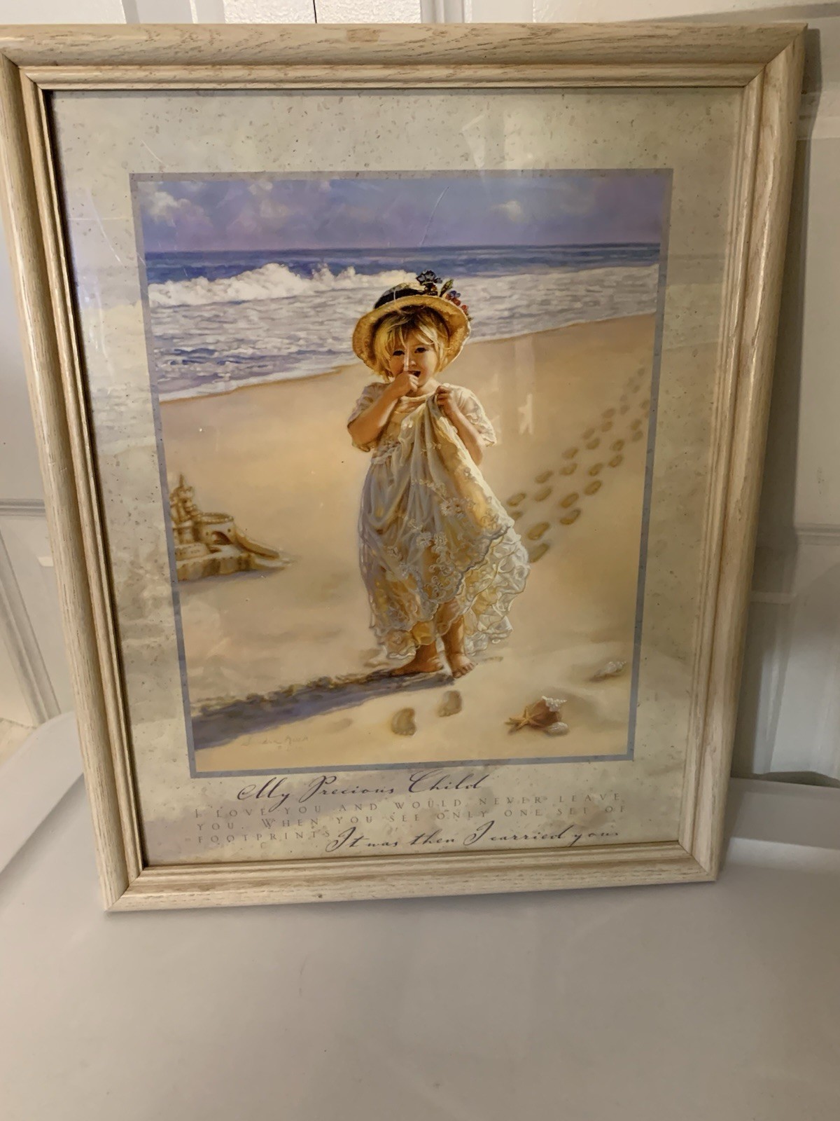Footprints in the Sand Sandra Kuck Little Girl On Beach Seascape Print 12×16