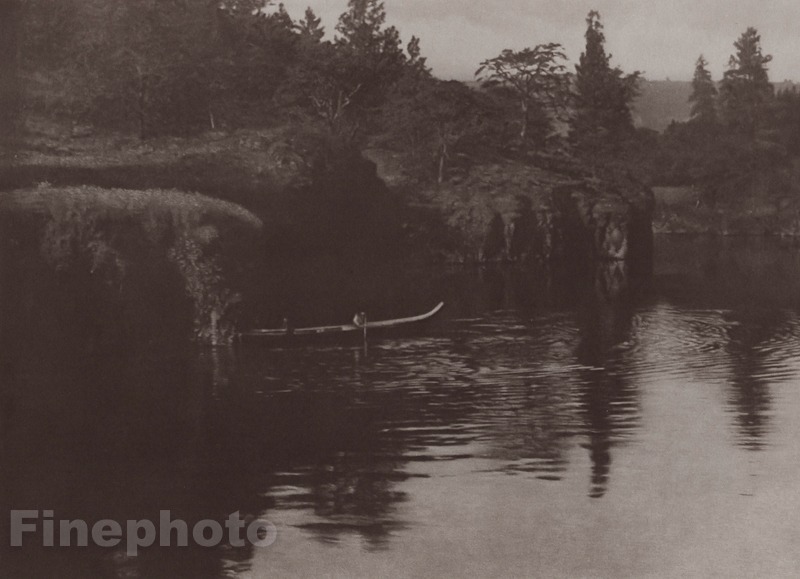 1900/72 Vintage EDWARD CURTIS Photogravure NATIVE AMERICAN INDIAN Canoe Lake Art