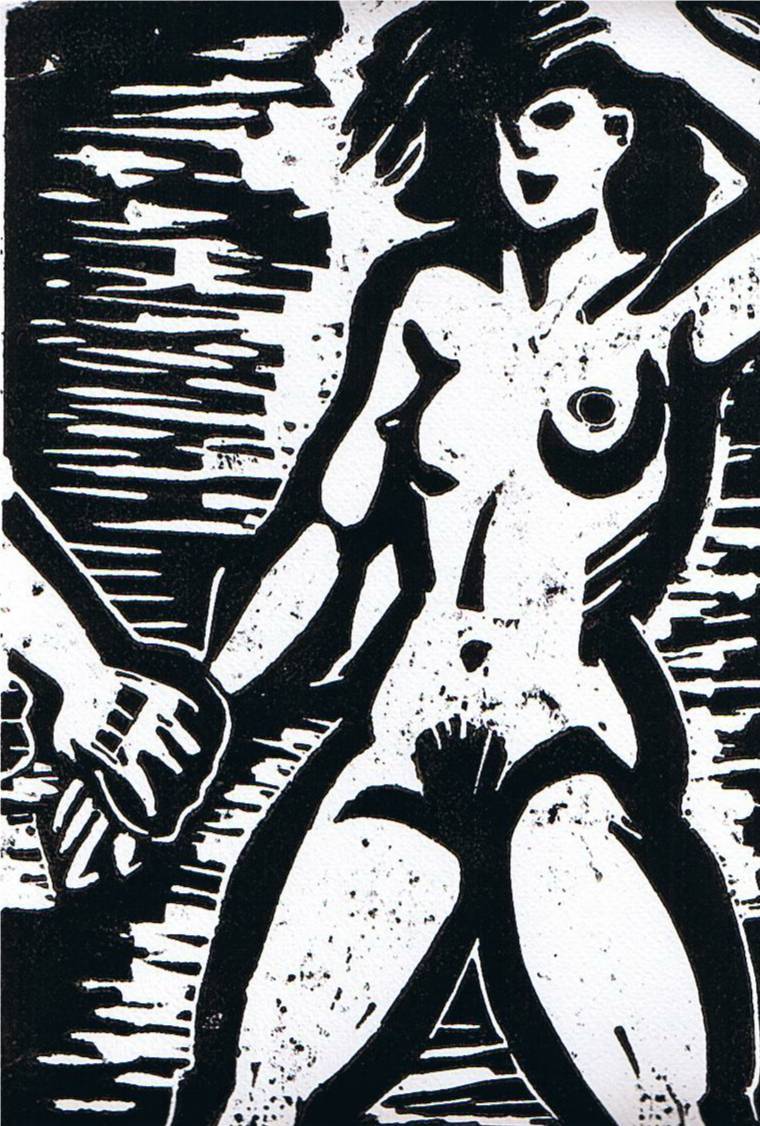 Heinz Brayer, On Love Island, Original Linocut, Circa 2014