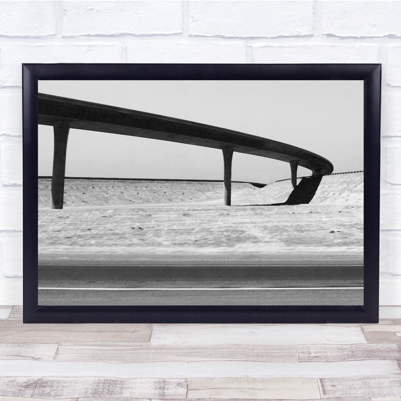 California USA Road Way Architecture Black White Wall Art Print