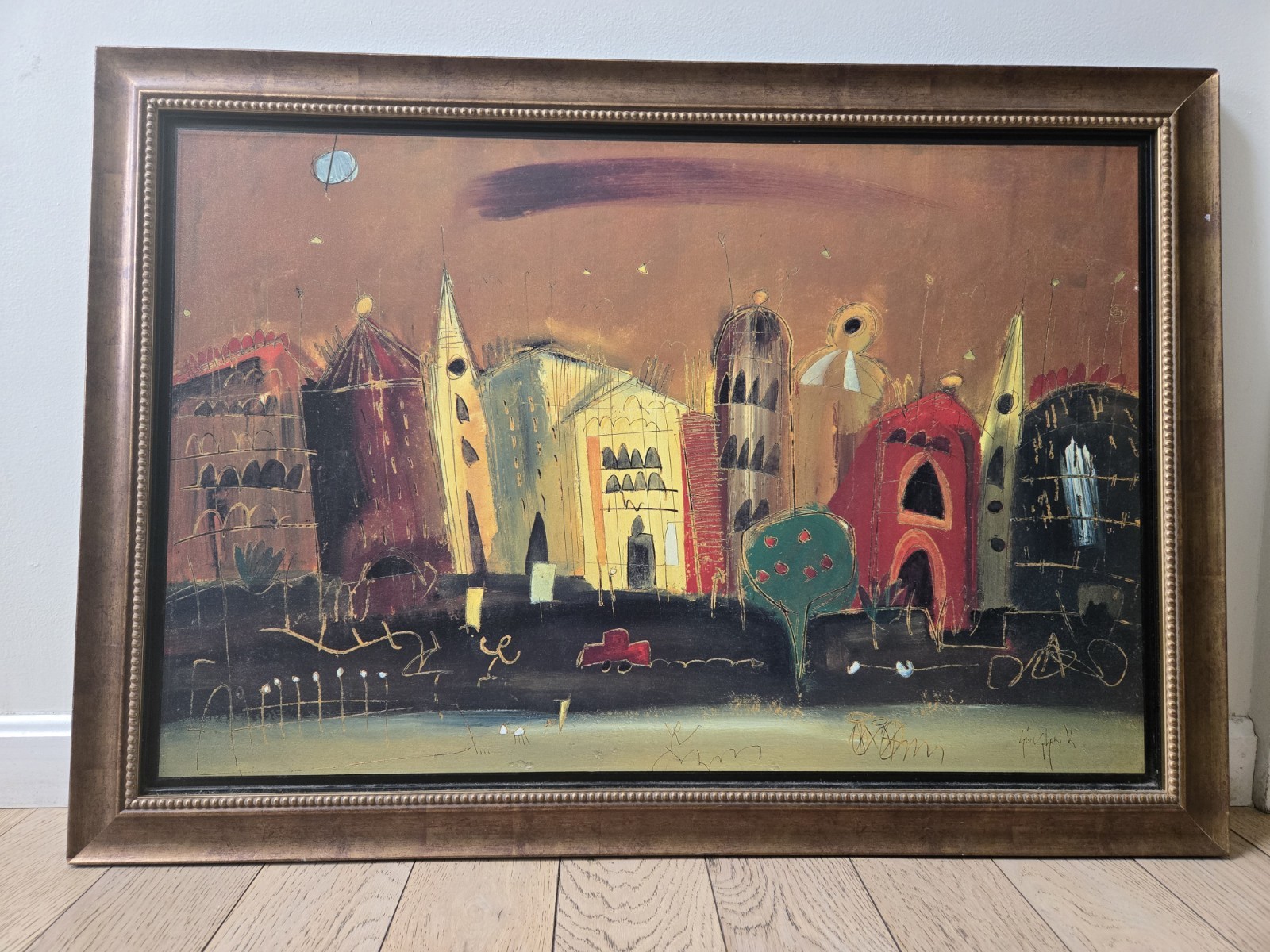 Vintage Framed Abstract City Scene Print by Luca Giovagnoli