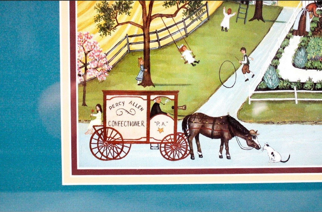 Linda Nelson Stocks (American 1939–2011) Folk Art Print Framed Limited Edition