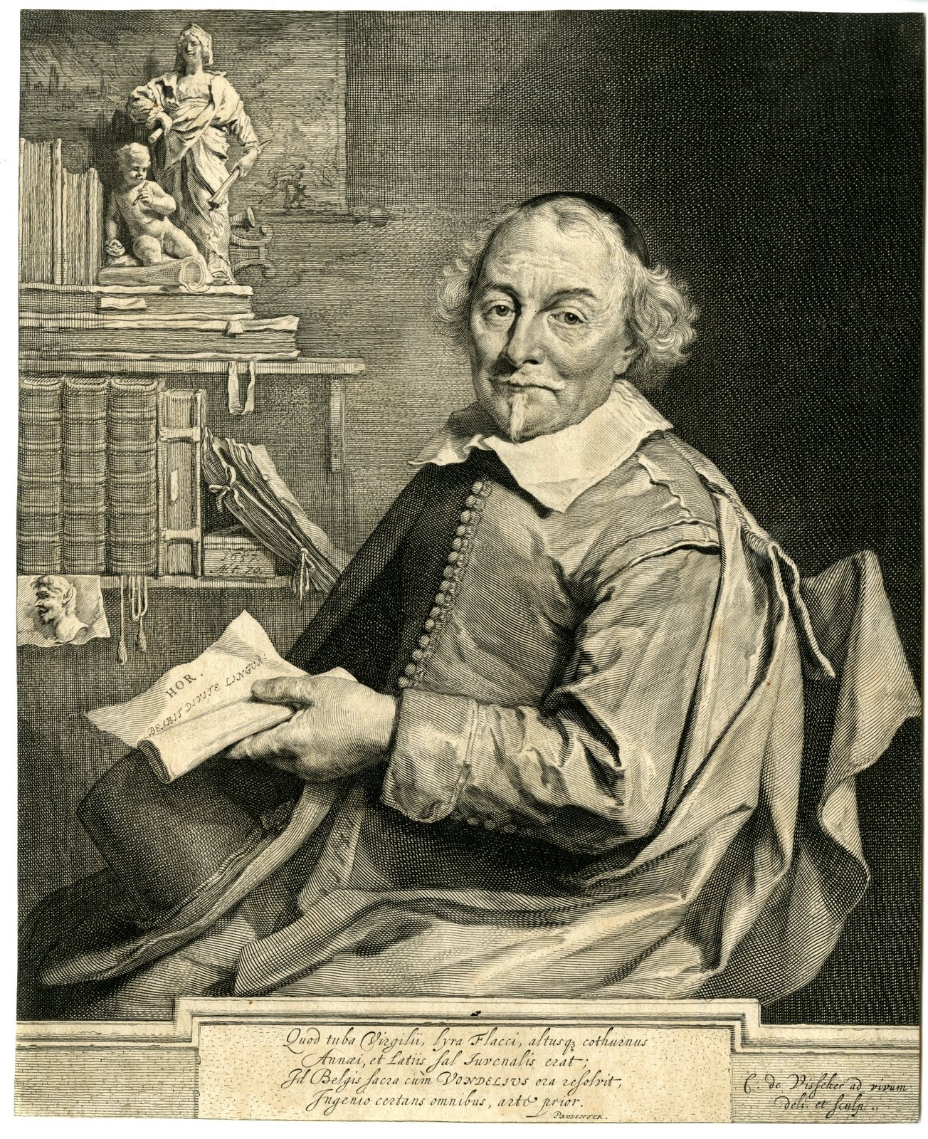 Antique Master Print-JOOST-VAN-DEN-VONDEL-PORTRAIT-Visscher-1657