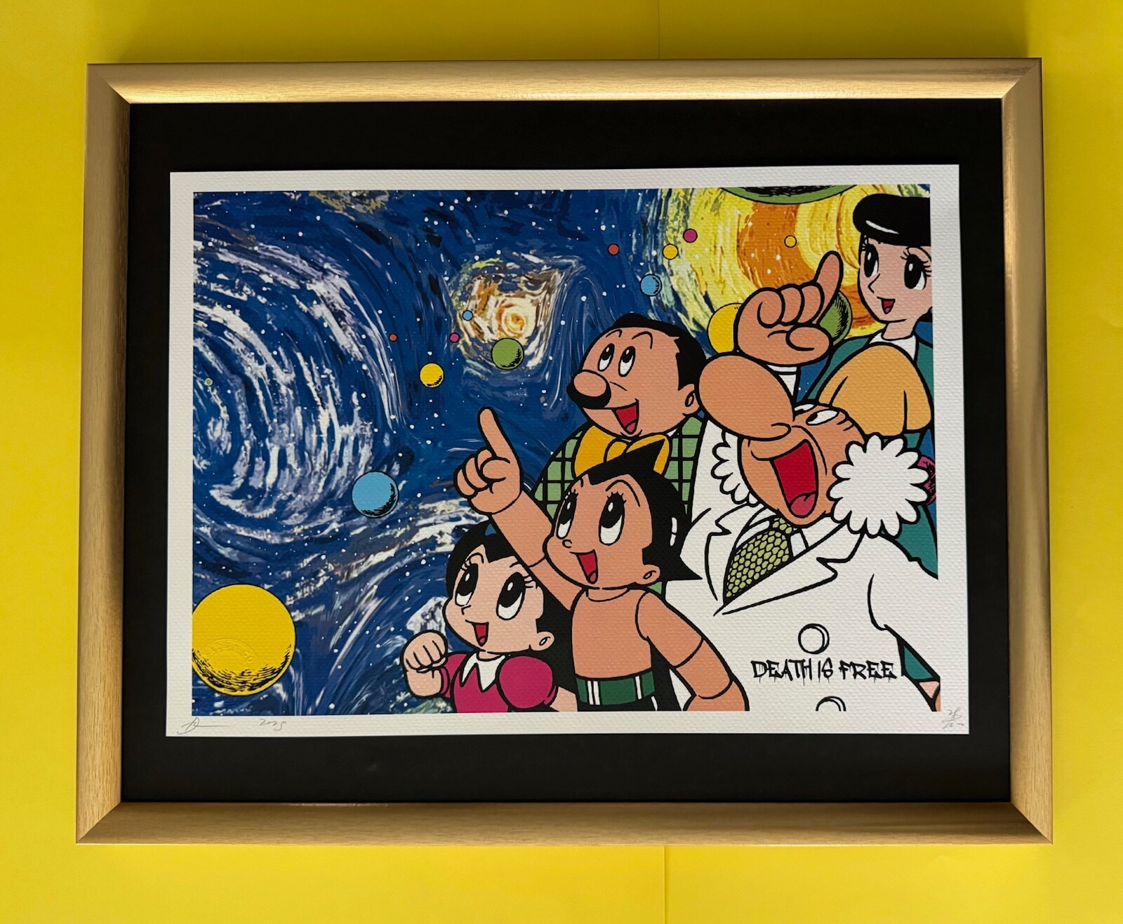 DEATH NYC Hand Signed LARGE Print Framed 16x20in ASTRO BOY POP ART GRAFFITI @