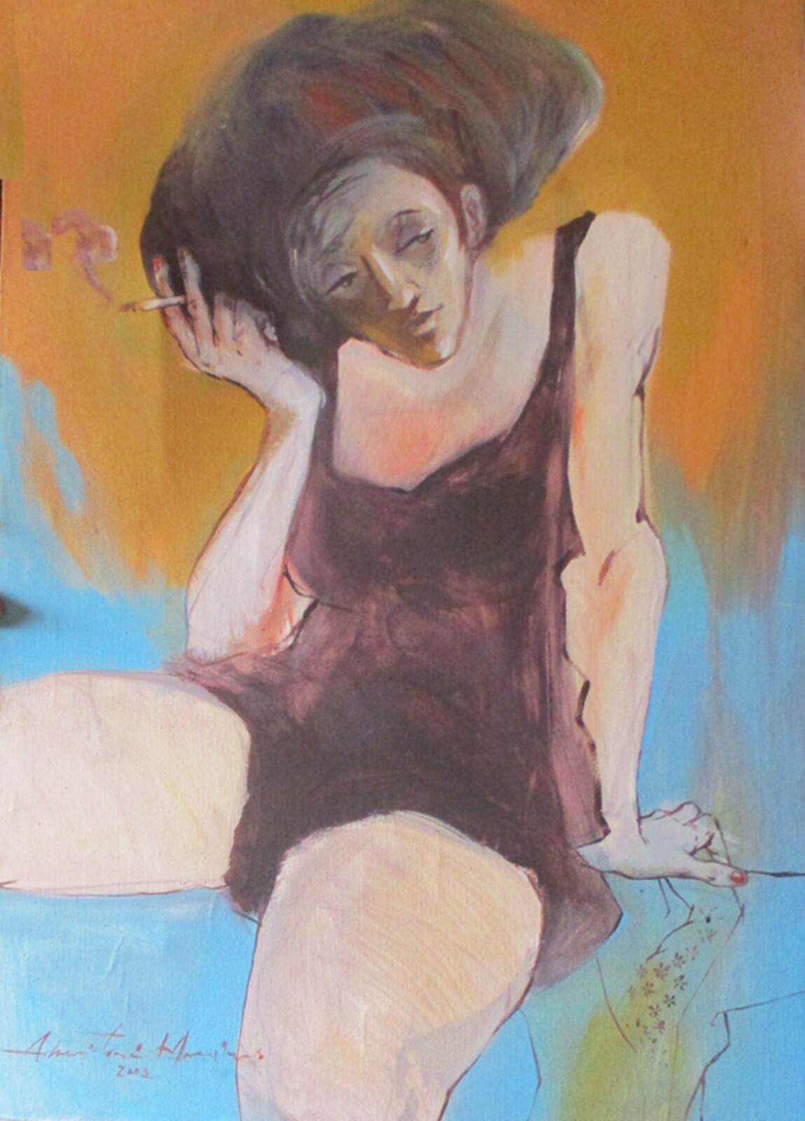 8″x10″ Print “Smoking Woman” Beautiful-Original is 27″x39″