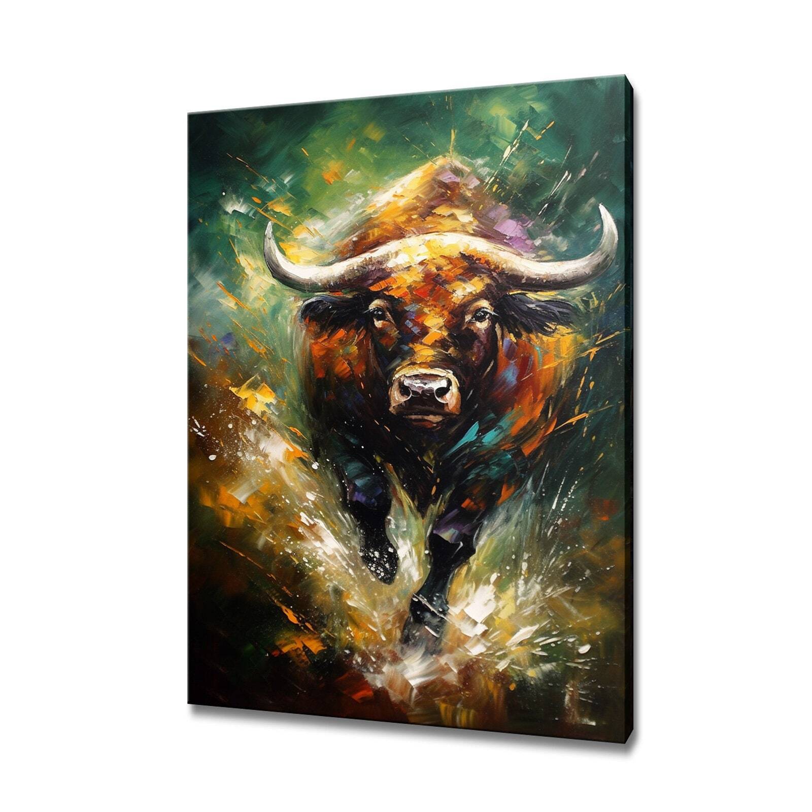 African Buffalo Canvas Print Picture Wall Hanging Handmade Art Print Home Decor