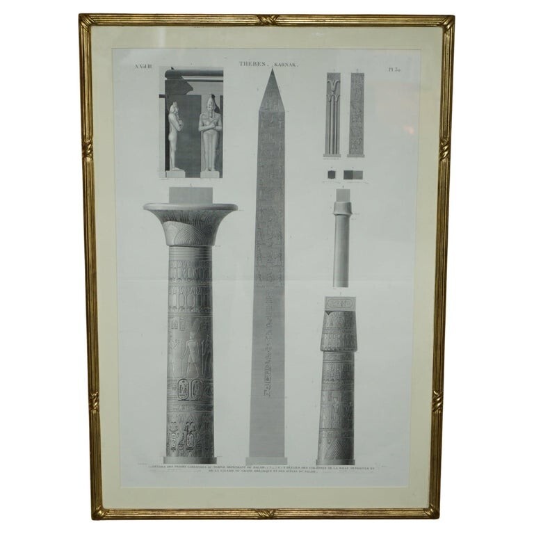 ANTIQUE ORIGINAL GRAN TOUR PARIS 1829 VOL 3 PL.30 PRINT OF THEBES KARNAK EGYPT