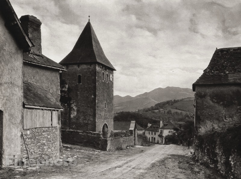1927 Vintage FRANCE Musculdy Town Village Landscape Mountain Photo By HURLIMANN