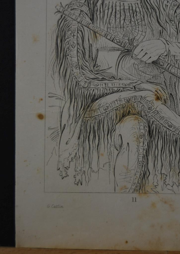 Antique 1840’s Native American Engraving Art Stu-mick-o-sucks Buffalo’s Back Fat