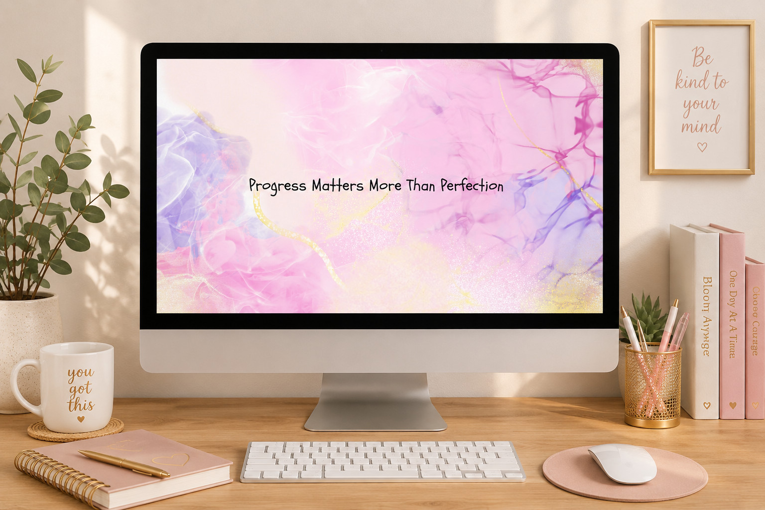Progress Matters More Than Perfection Desktop Compute Wallpaper Digital Download