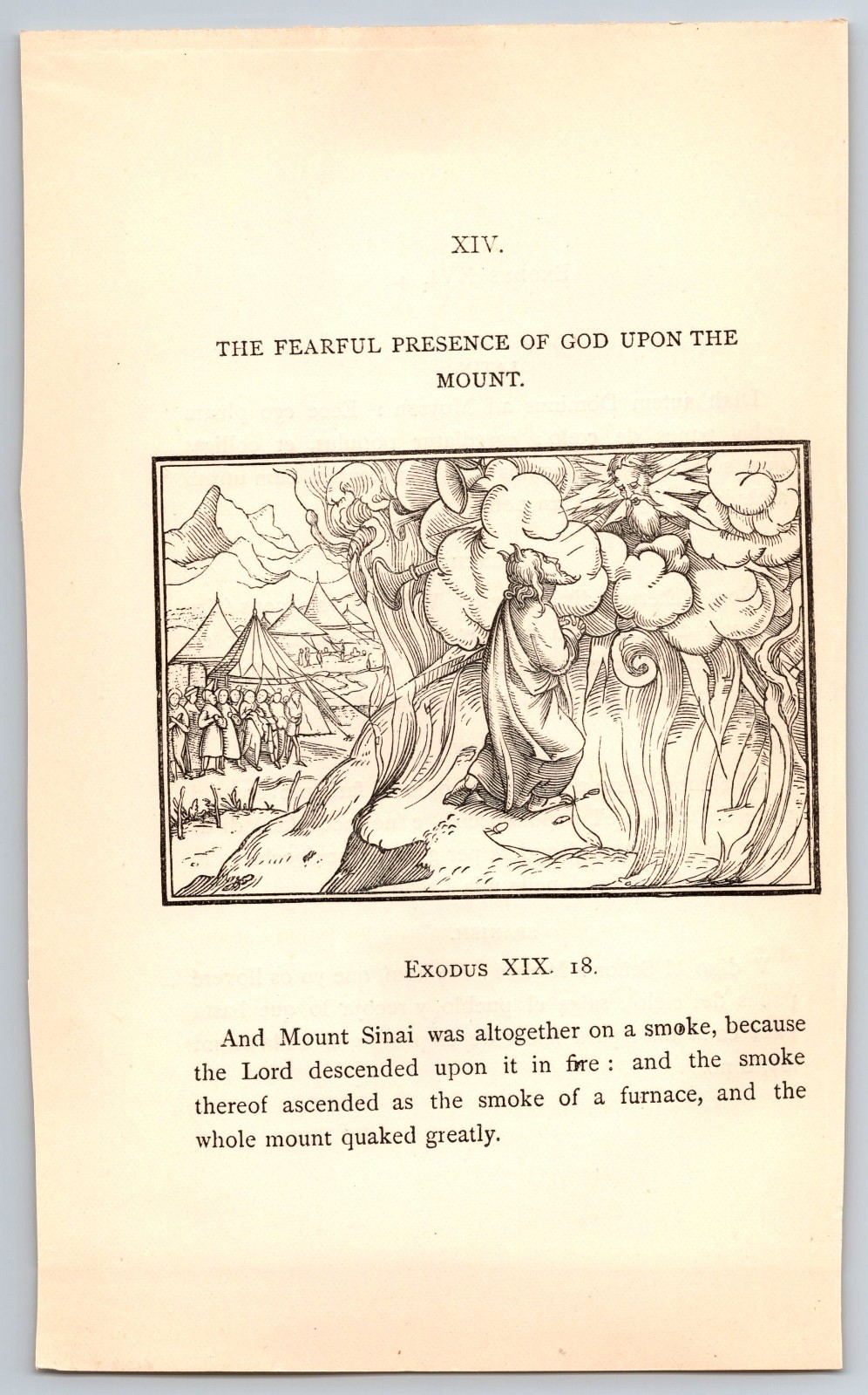 1878 Old Testament, Vtg Print, Exodus XIX 18 – God Upon the Mount – Religious