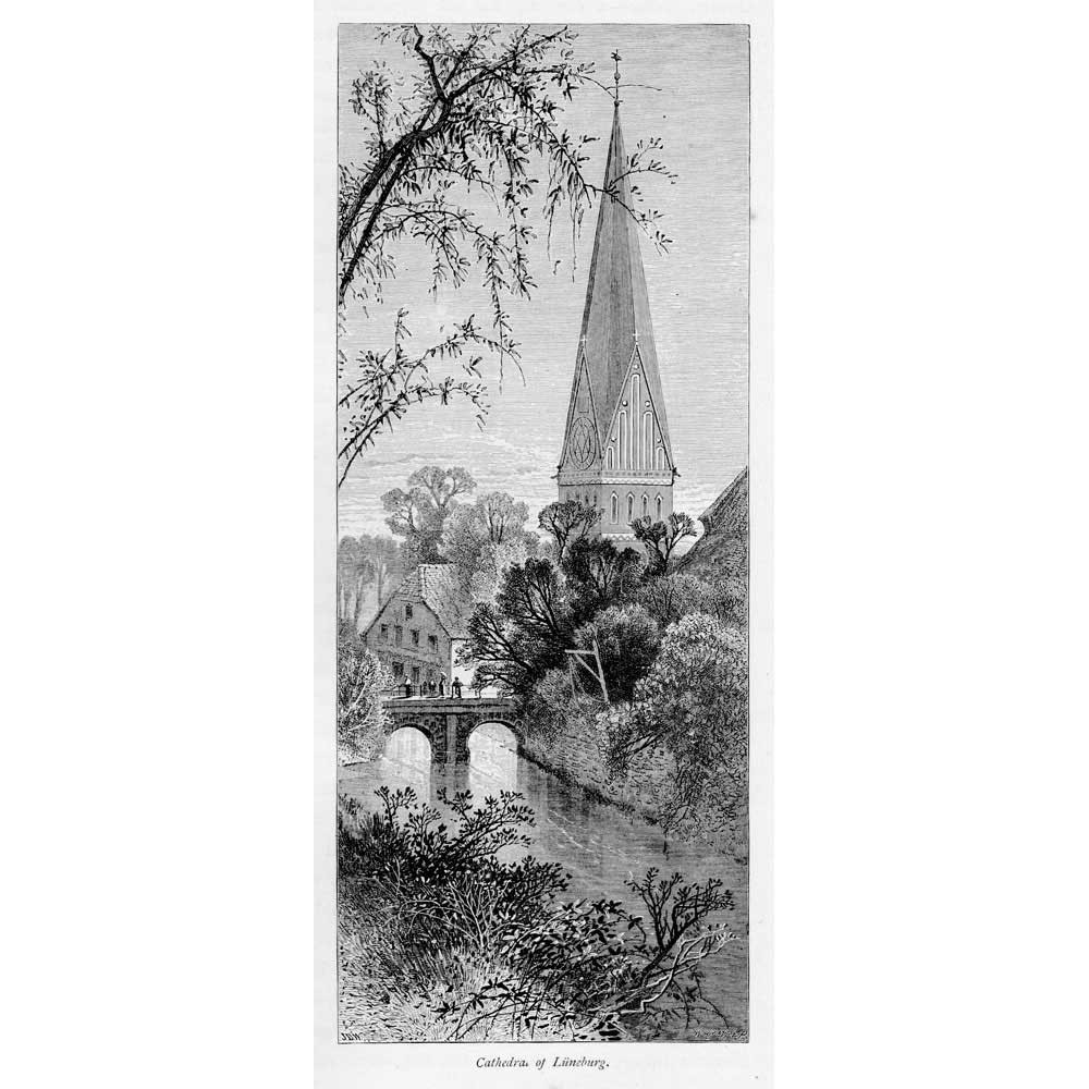 LUNEBERG Germany The Cathedral – Antique Print 1900