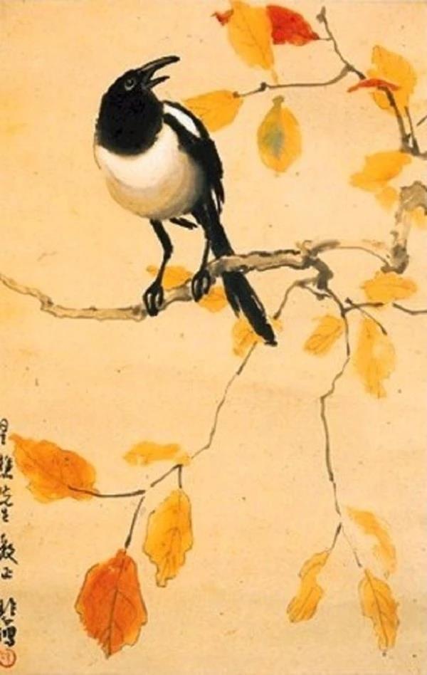 Xu Beihong A Magpie on a Maple Branch 1940 17″x 22″ Archival Art Print