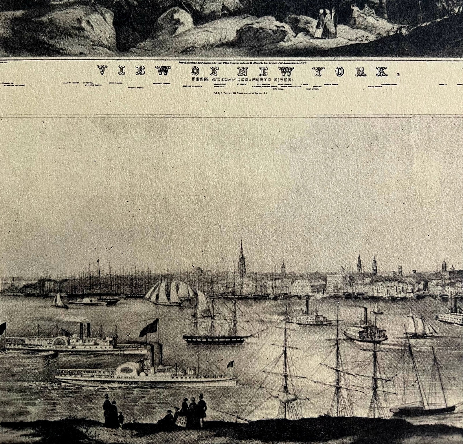 Harbor Views Of New York Nautical 1942 Art Antique Print Ships Coast DWV5E