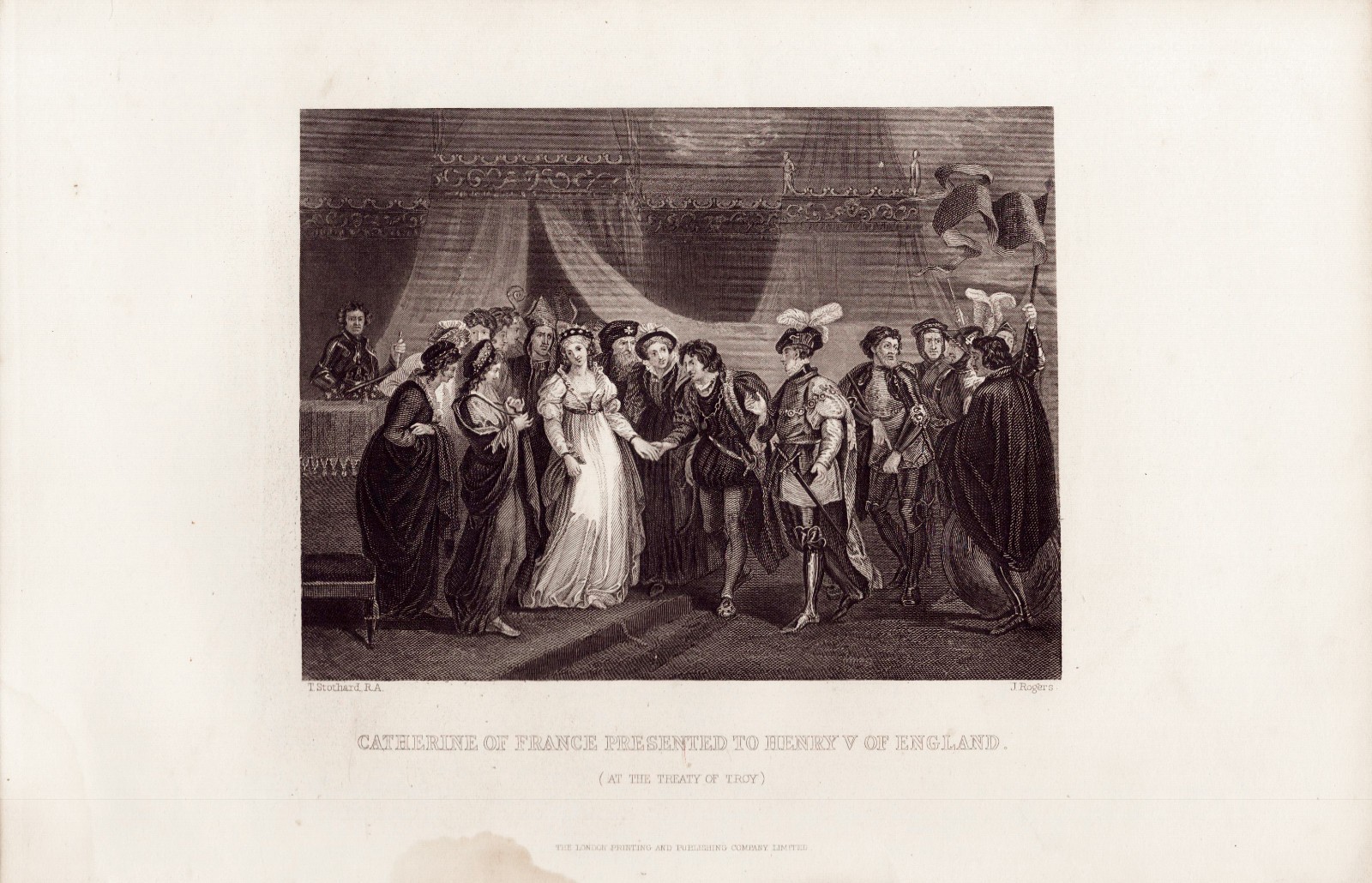 Rogers After Stothard 1860 Catherine of France Presented to Henry V of England