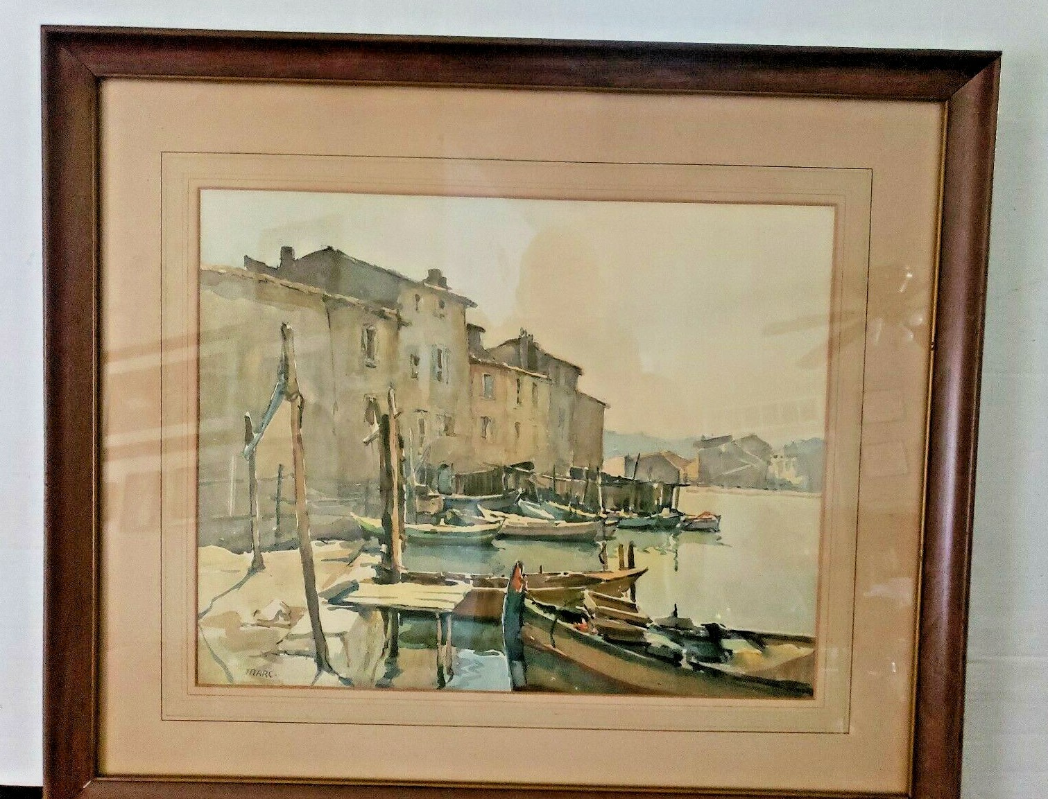 Vintage Nicolas Markovitch “Marc” Watercolor Lithograph Print, Martigues France.