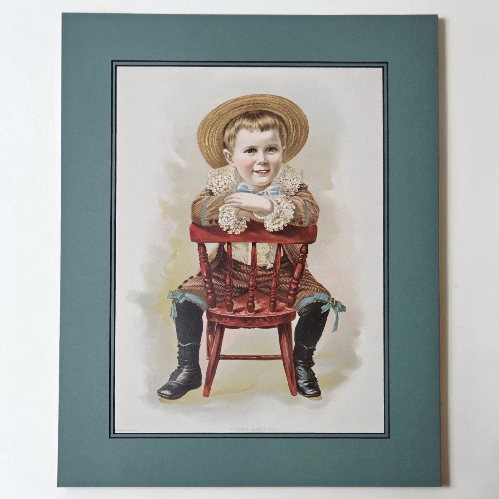 Antique 1894 Young America Lithograph Victorian Child Portrait J Ottmann Art