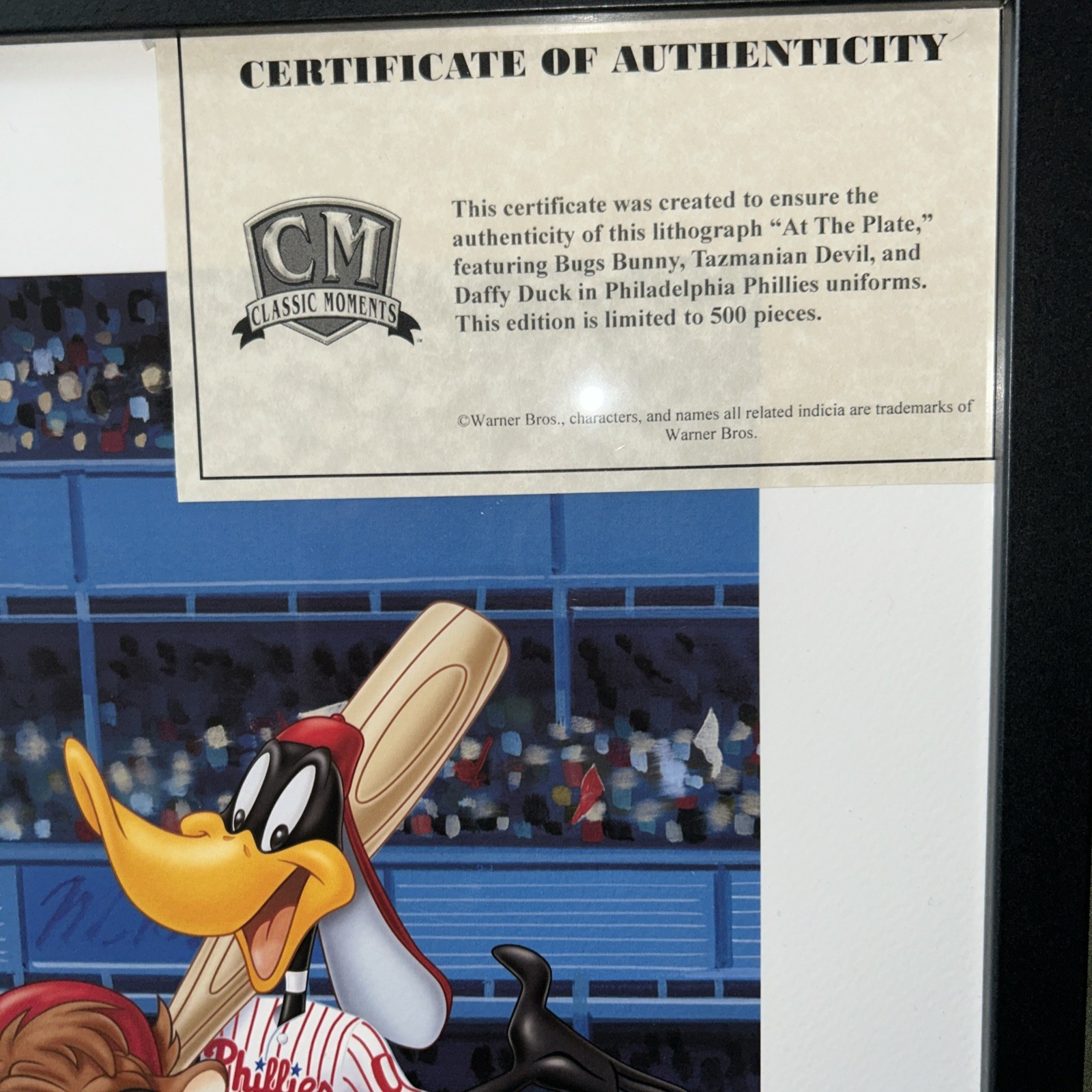 “At The Plate” Lithograph Signed Framed Bugs Bunny COA #25/500