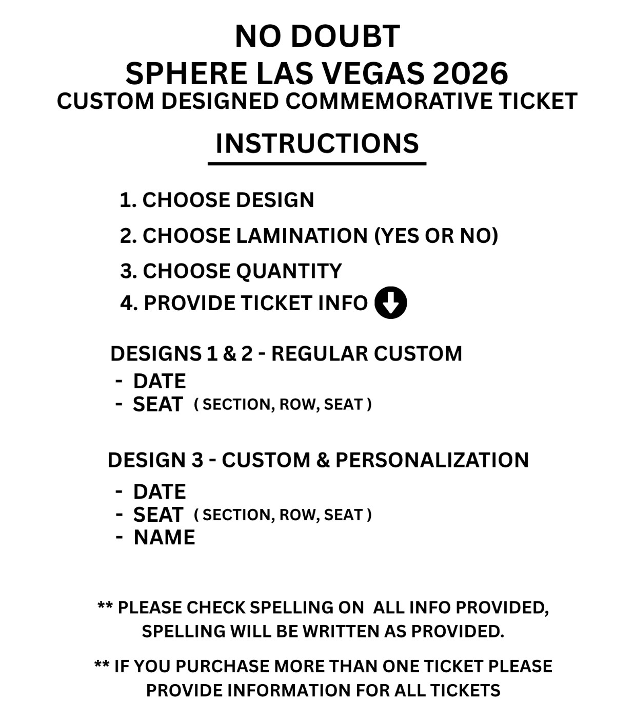 No Doubt Residency Sphere LV 2026 Custom Commemorative Ticket