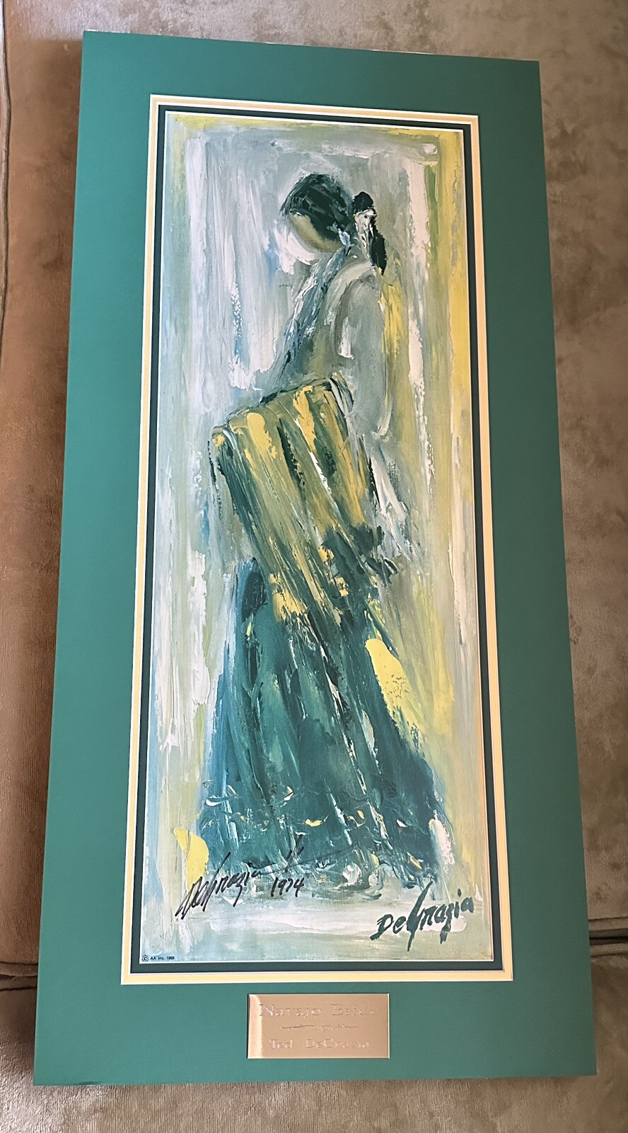 Vintage 1974 Ted DeGrazia Navajo Bride Lithograph Art Print Signed Auto 9”x24”