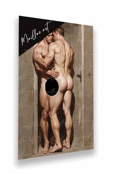 naked male athletes in a locker room A1 : 23″ x 33″ Gay Homoerotic 2933