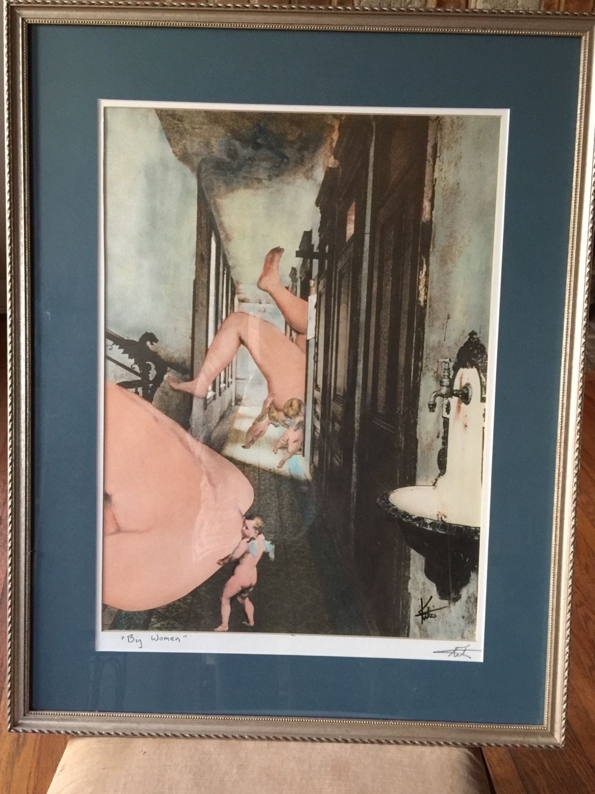 Barry Kite Signed & Hand Colored Framed Large Collage Print RARE “Big Women “