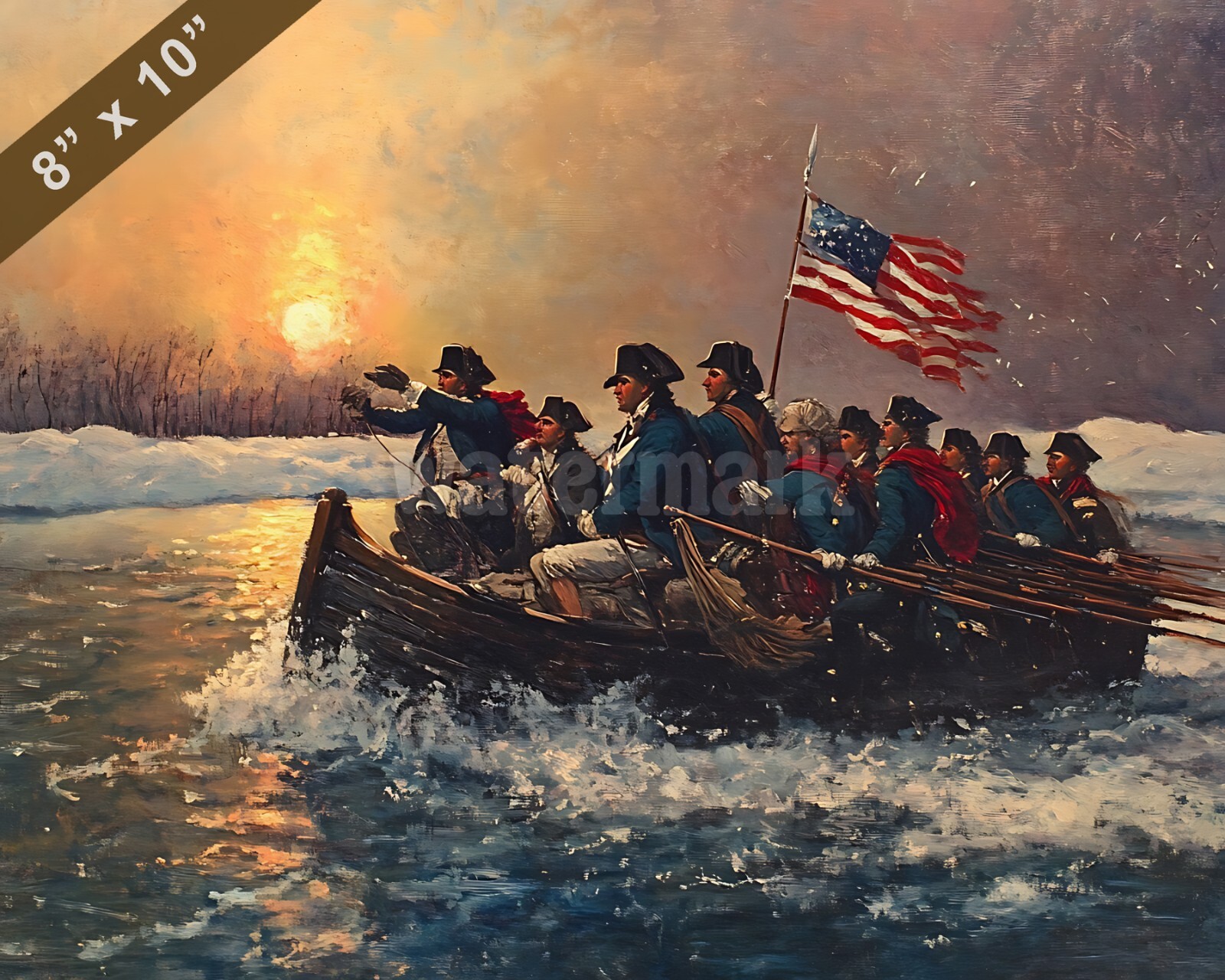 George Washington crossing the Delaware River Oil painting 8×10 Print