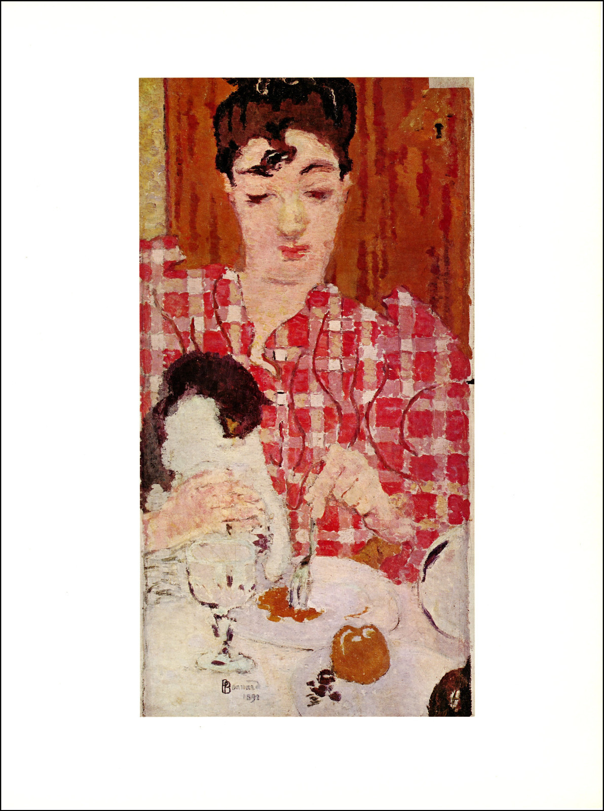 1967 Vintage Print Pierre Bonnard The Checkered Blouse 1892 Fine Art Cat Woman