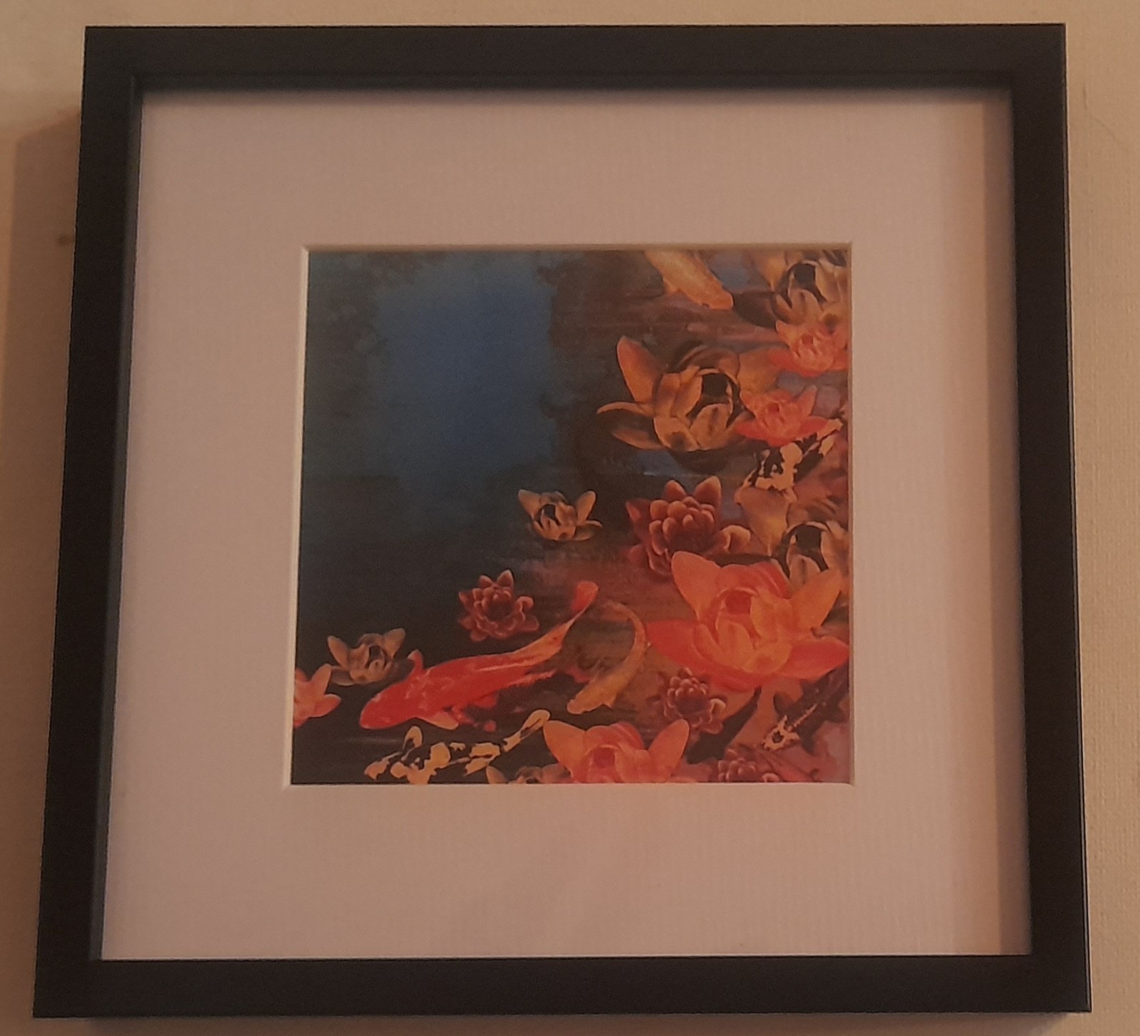Koi With Water Lilies. Framed and Mounted Print. Lily Greenwood.