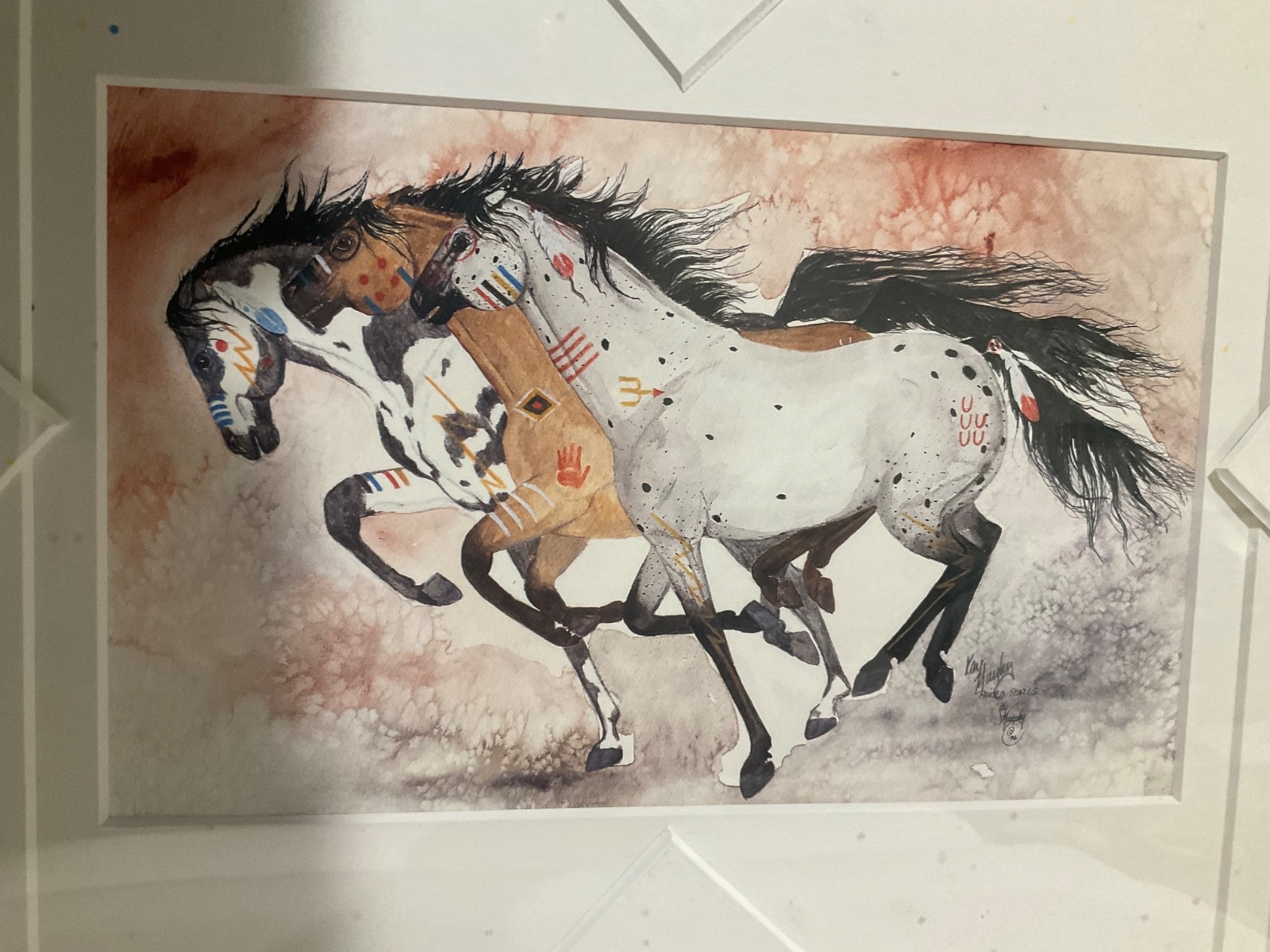 matted print ” Painted Ponies ” 14″ x 11″ southwest Kay Murphy