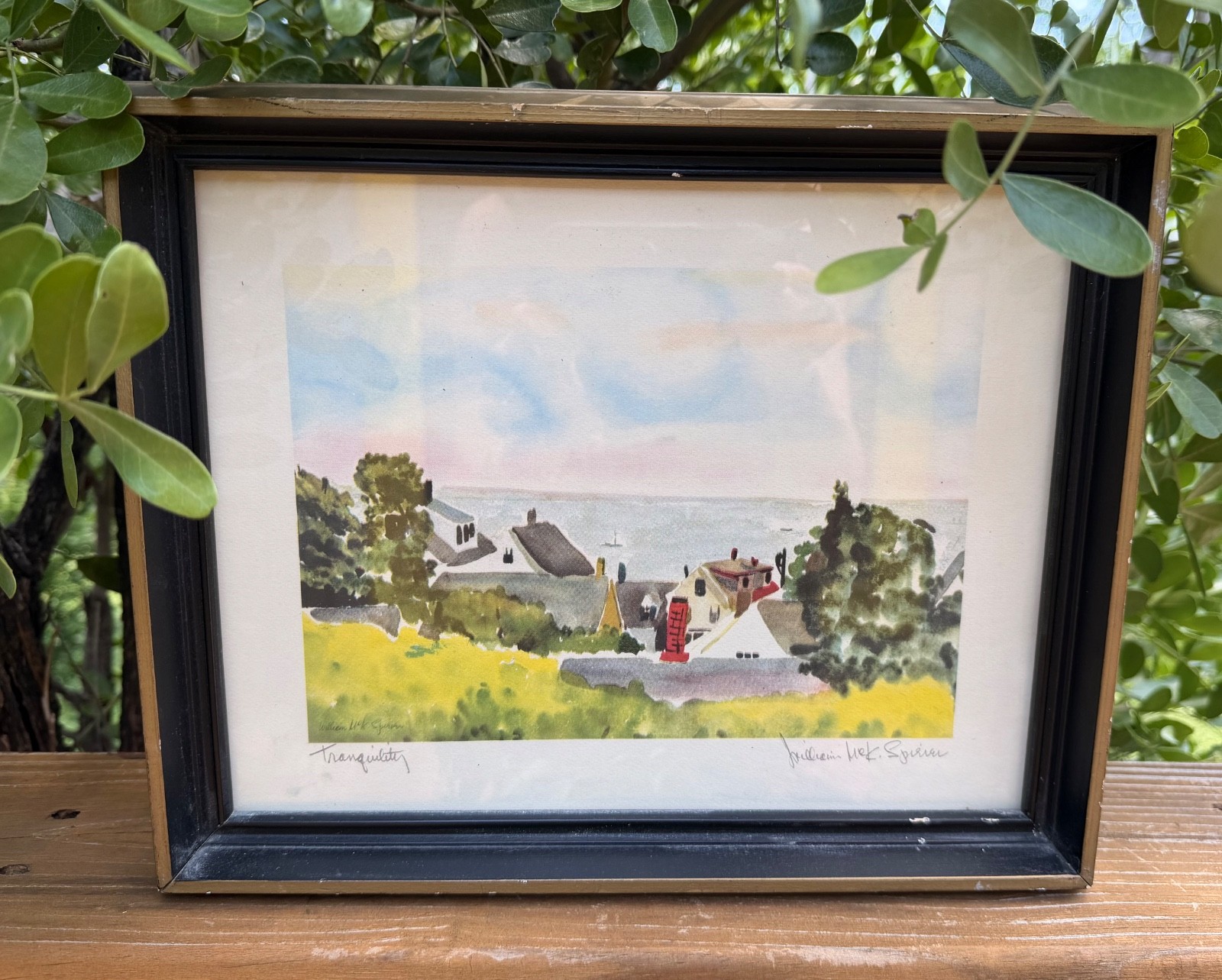 Vintage Signed William McK Spierer (1913-1965) Watercolor Lithograph Tranquility