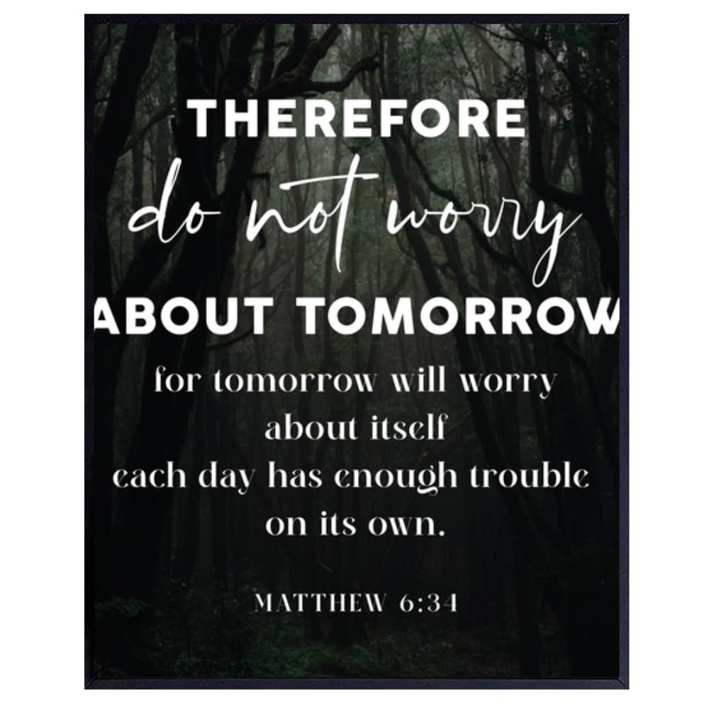 Matthew 6:31 Bible Verse Wall Art – Inspirational Scripture Poster Print –
