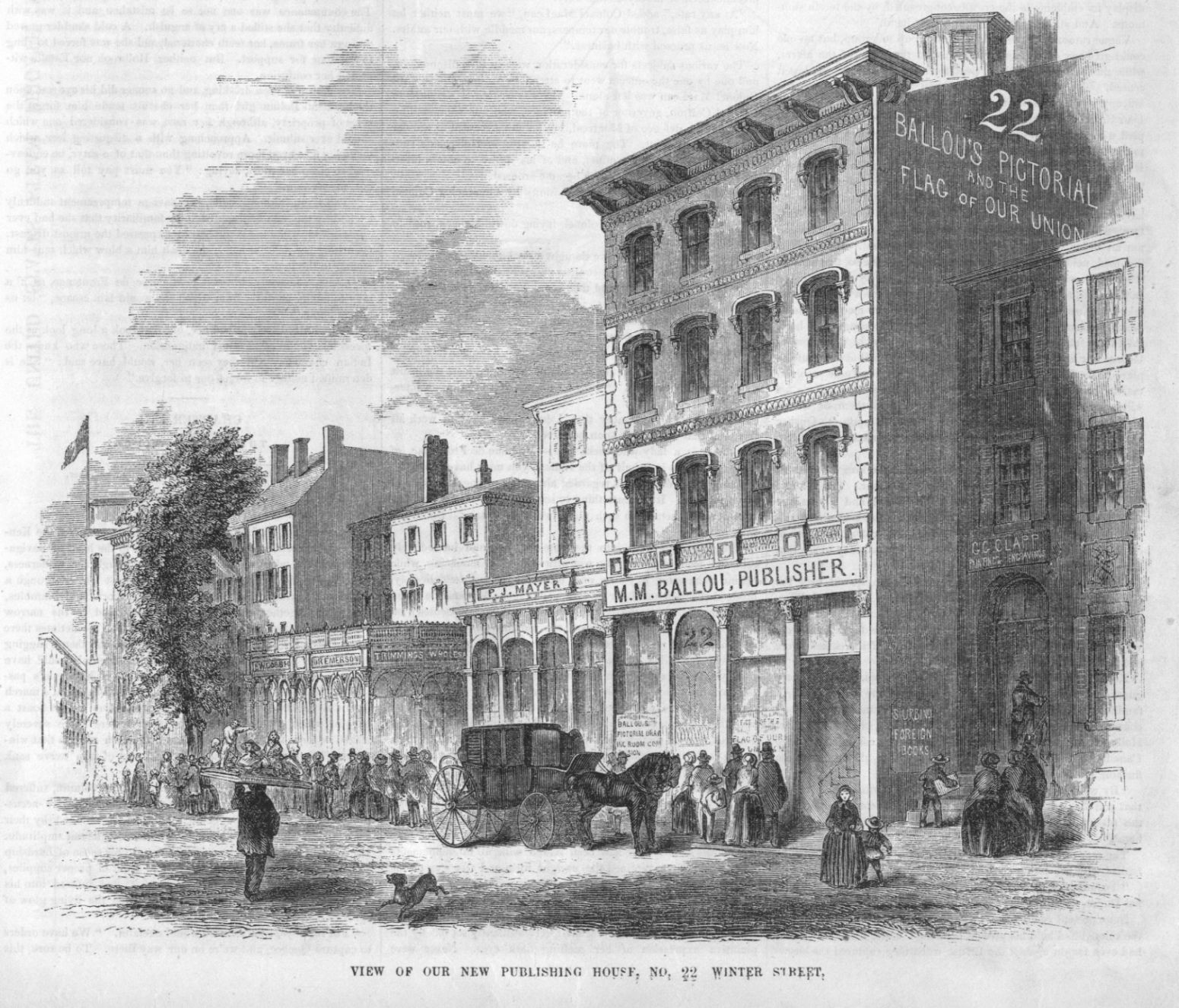 View of Ballou’s Publishing House at NO. 22 Winter Street, Boston, Mass. – 1856