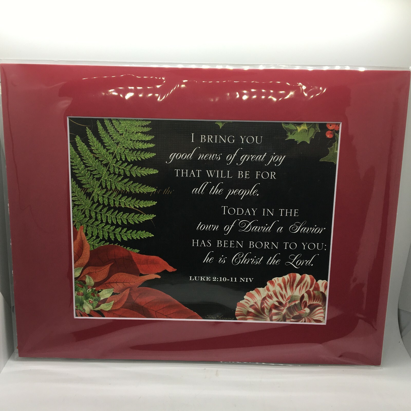 New 11×14 Matted to 8×10 Religious Art W/Backer Scripture Luke 2:10-11 NIV