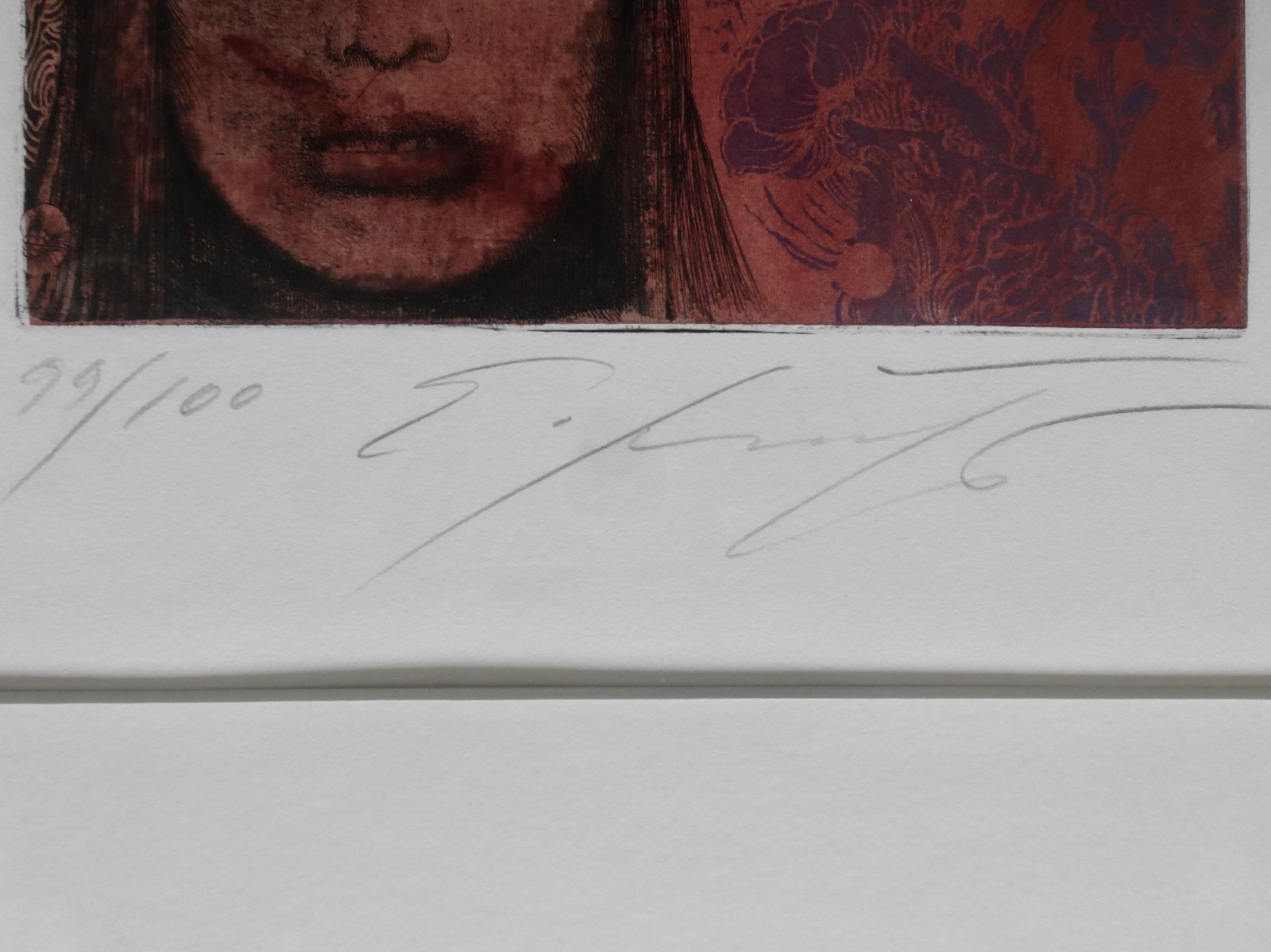 Ernst Fuchs: “Elegy”, color etching 1970 framed