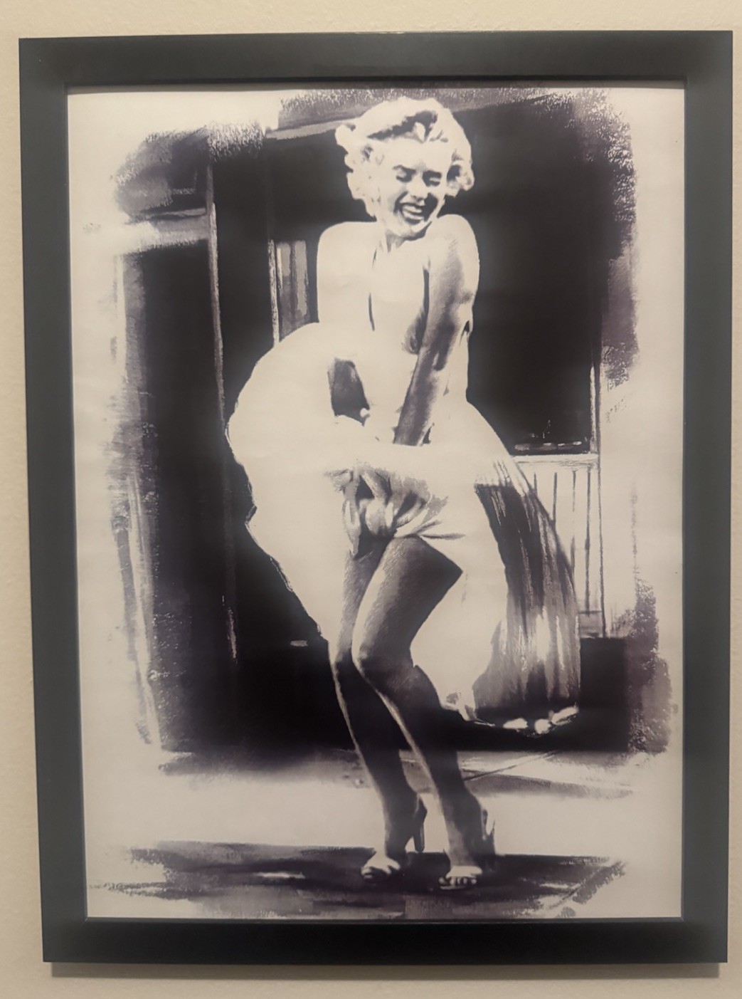 Two Marilyn monroe Framed Prints B/w Blowing Dress Sexy Bed Scene Rare