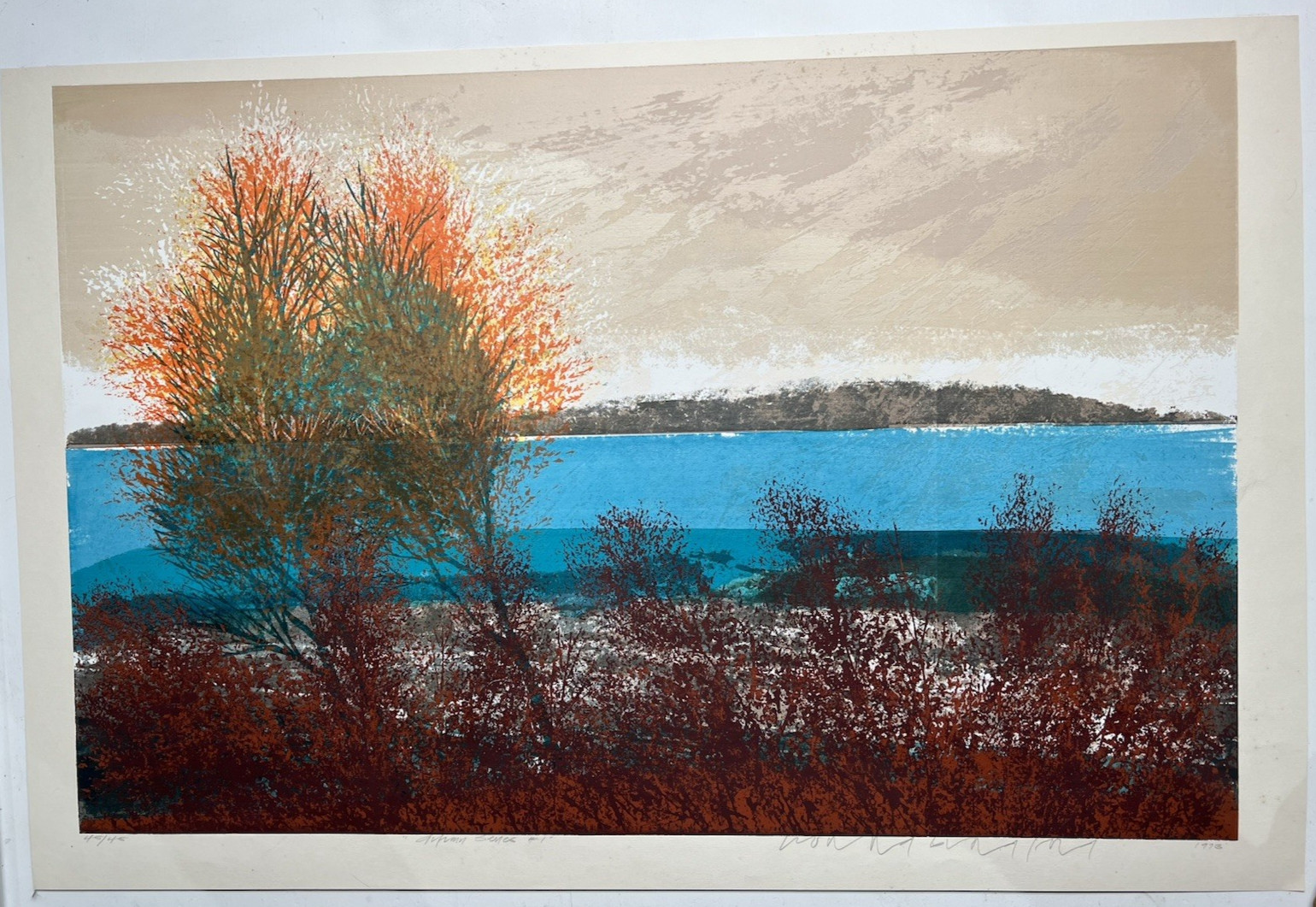 Howard Bradford Signed Vintage Serigraph Print Titled “Autumn Series #1” 1973