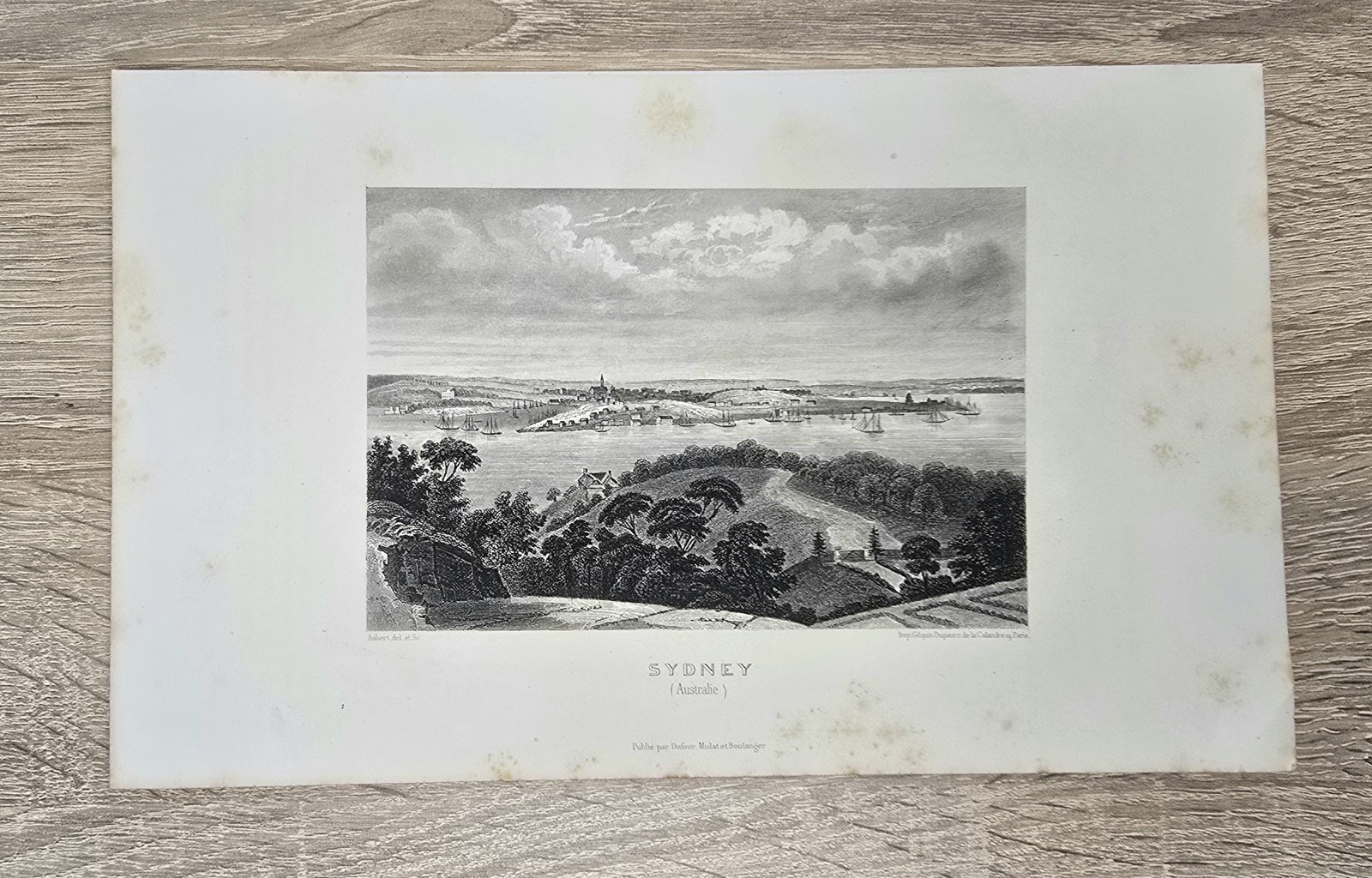 Original steel engraving Sydney Australia around 1850 France old engraving