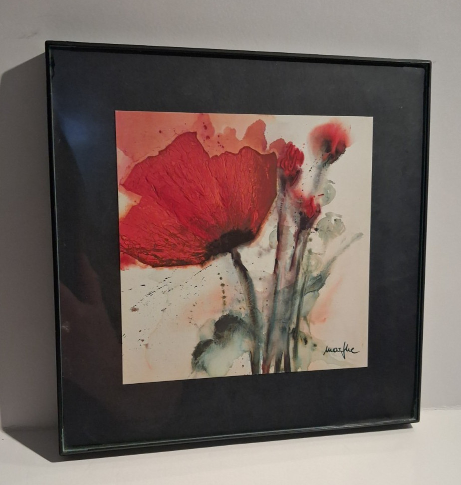 Framed Print Red Poppy’s By Marthe Floral Art Wall Hanging 8 x 8 Inch