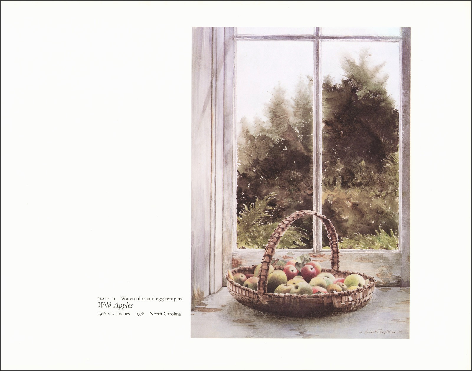 1987 Vintage Print North Carolina Country Kitchen Fruit Apples Watercolor Image