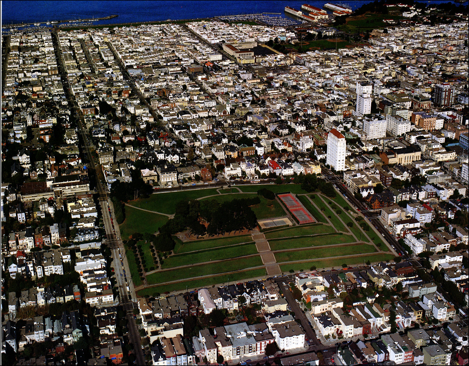 1986 Vintage Print San Francisco Alta Plaza Pacific Heights House Park Aerial
