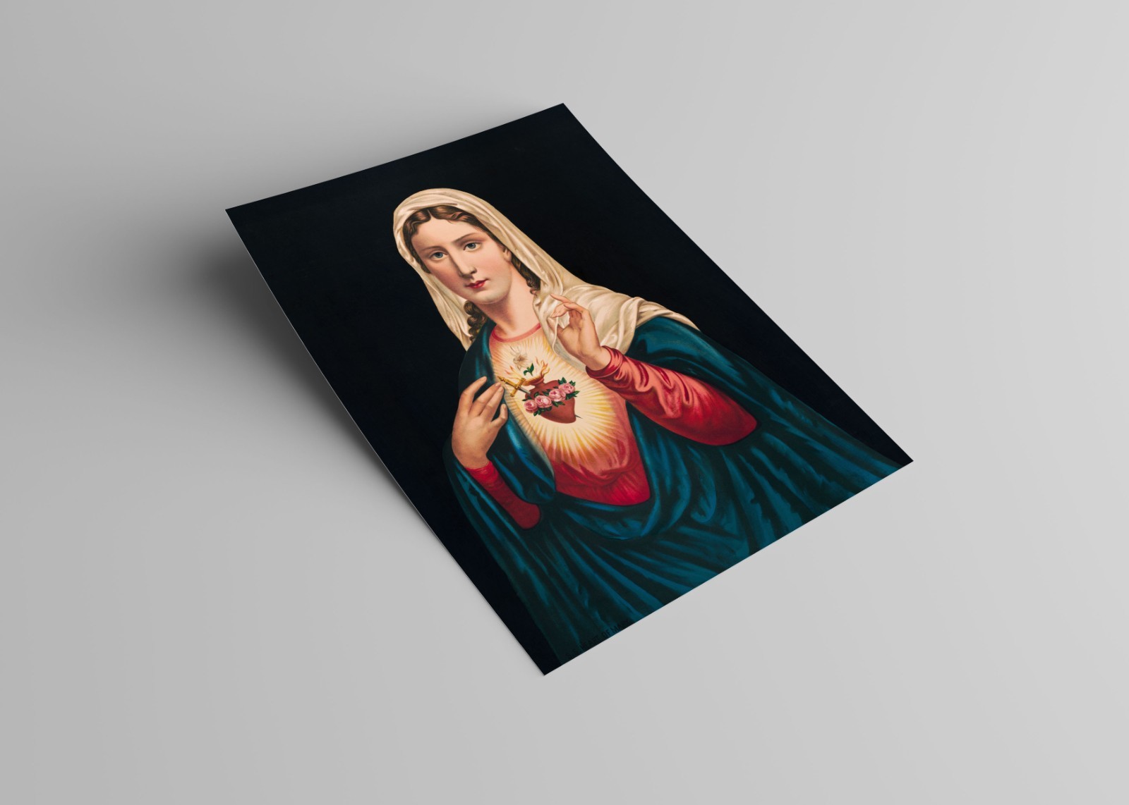 Sacred Heart of Mary – Religious Art Print Vintage 1890 Virgin Mary Wall Decor