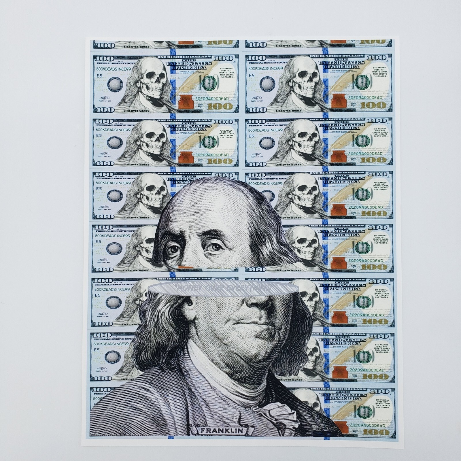 U.S 100 dollar bill Money Pop Art PRINT Original Art by NYC graffiti artist PUKE