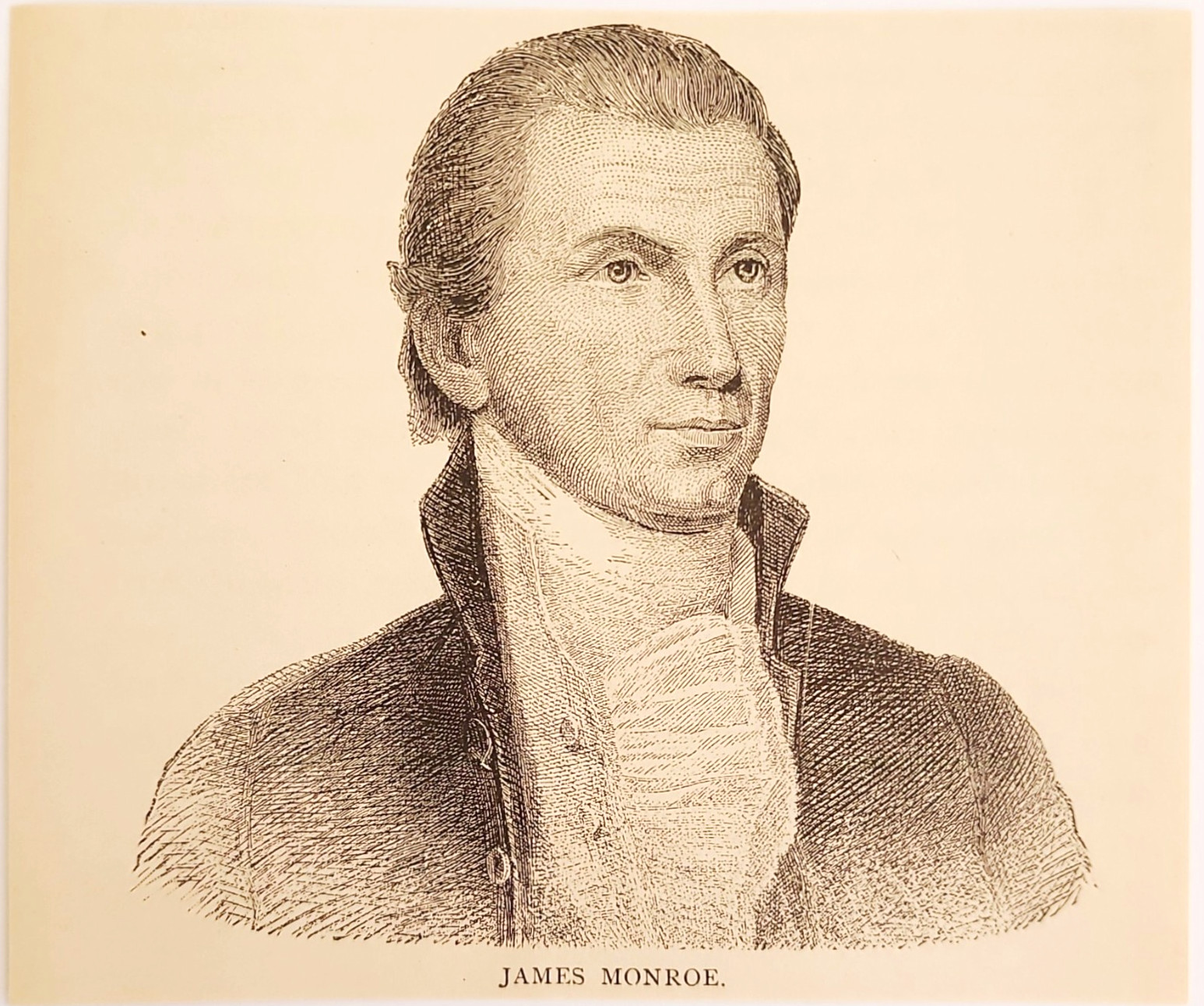 1886 James Monroe Wood Engraving Presidential Portrait Victorian Ephemera